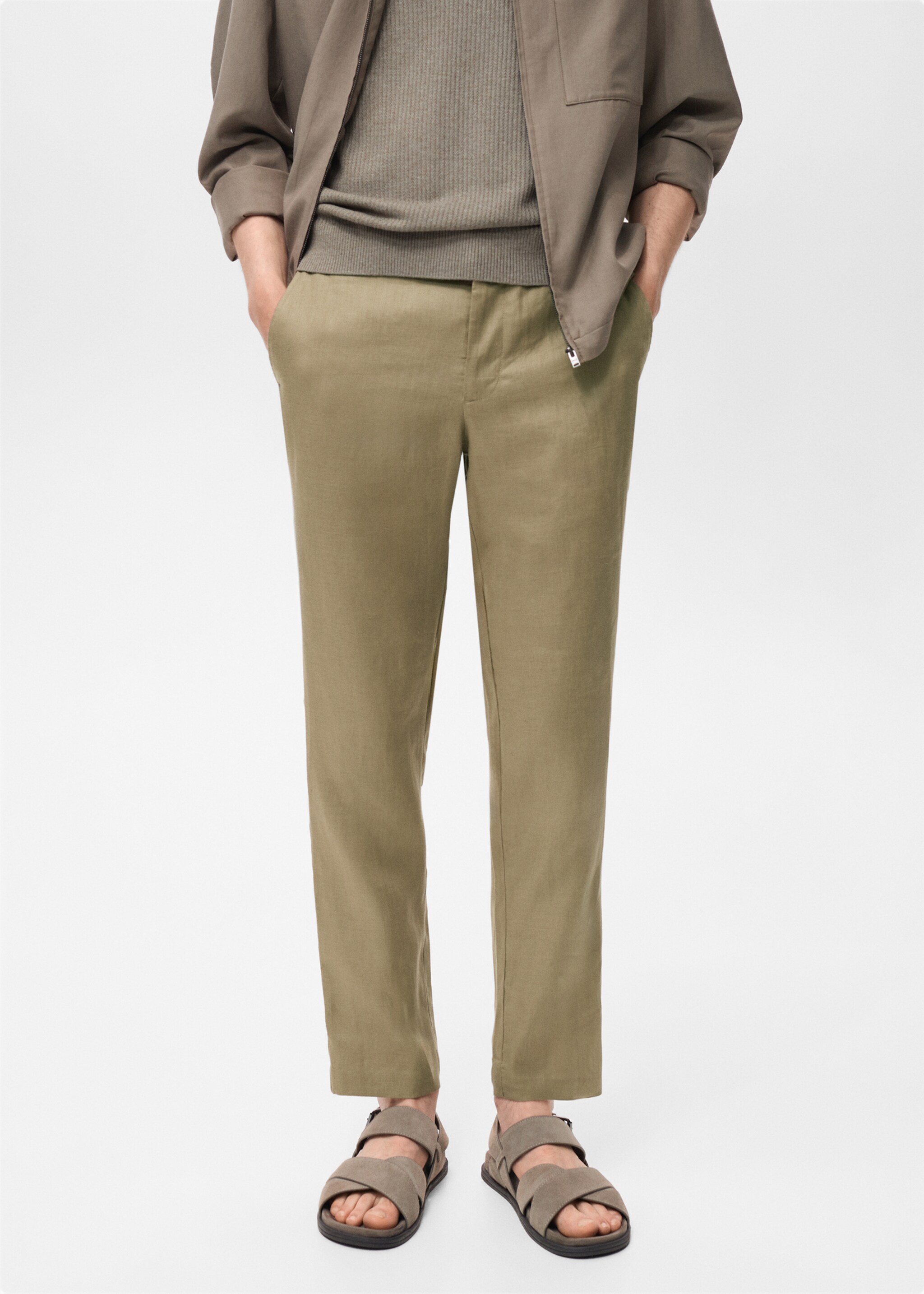 Pantalón 100% lino slim fit - Plano medio