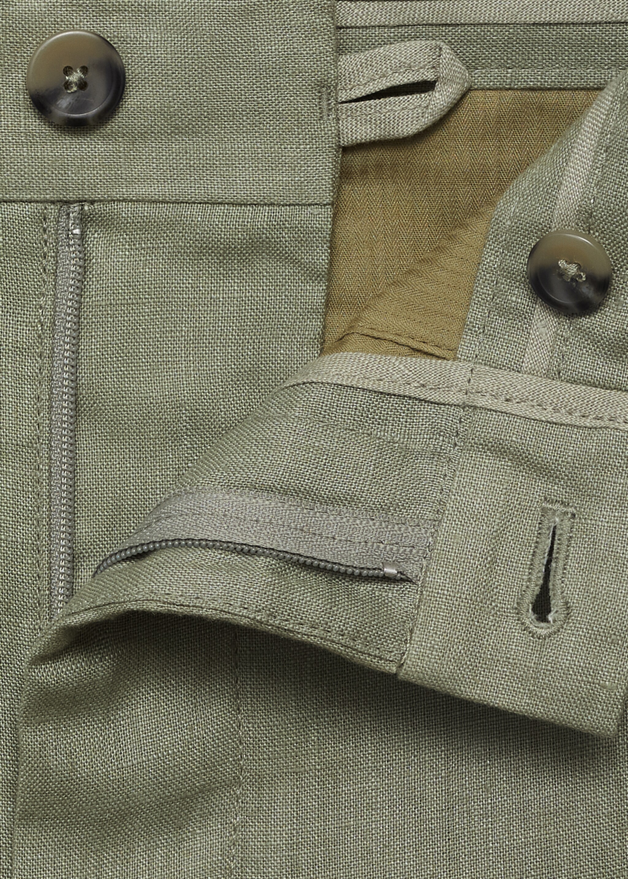 Slim-fit 100% linen trousers - Details of the article 0