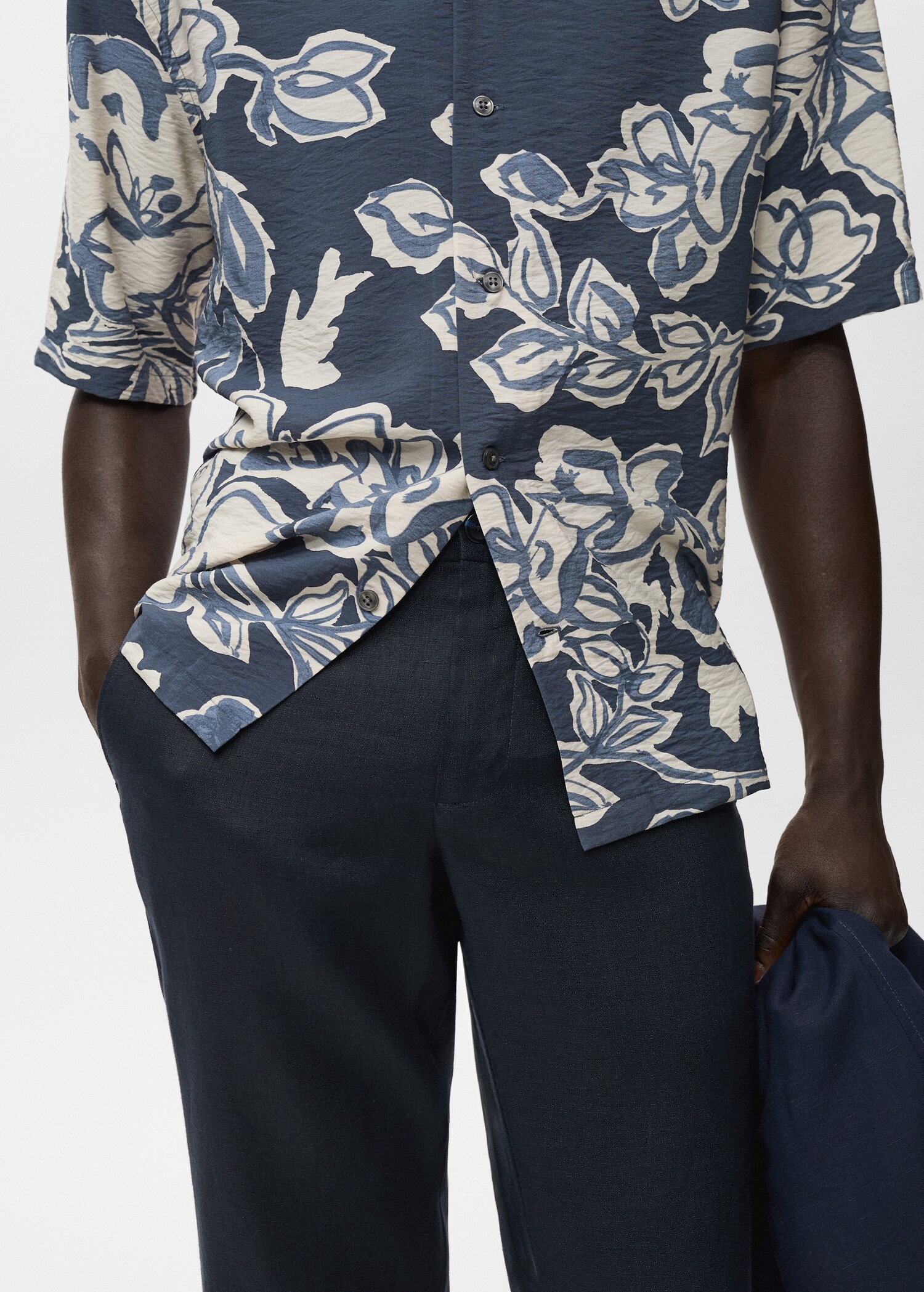 Slim-fit 100% linen trousers - Medium plane