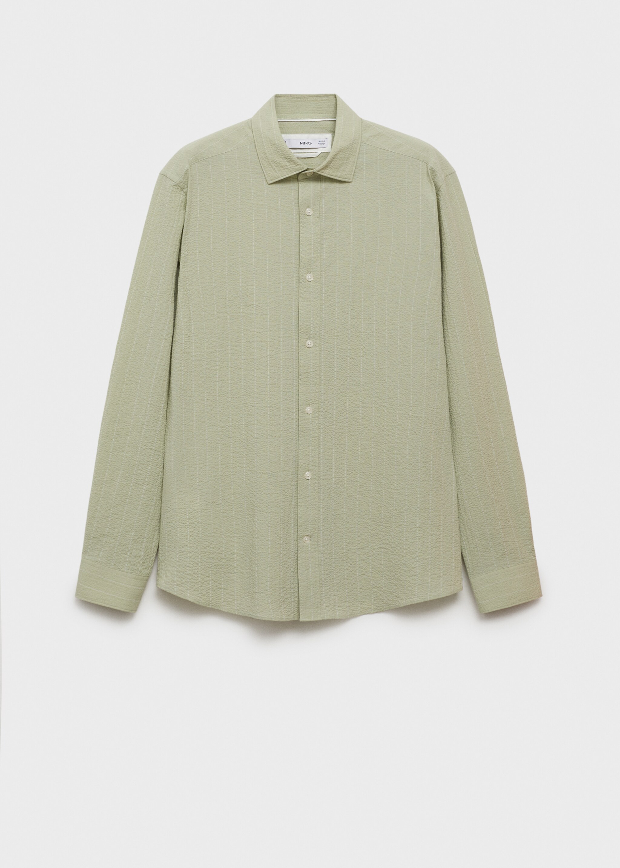 Regular-fit stripe-textured shirt - Article without model, Pastel Green. Ref: 17041148-00.