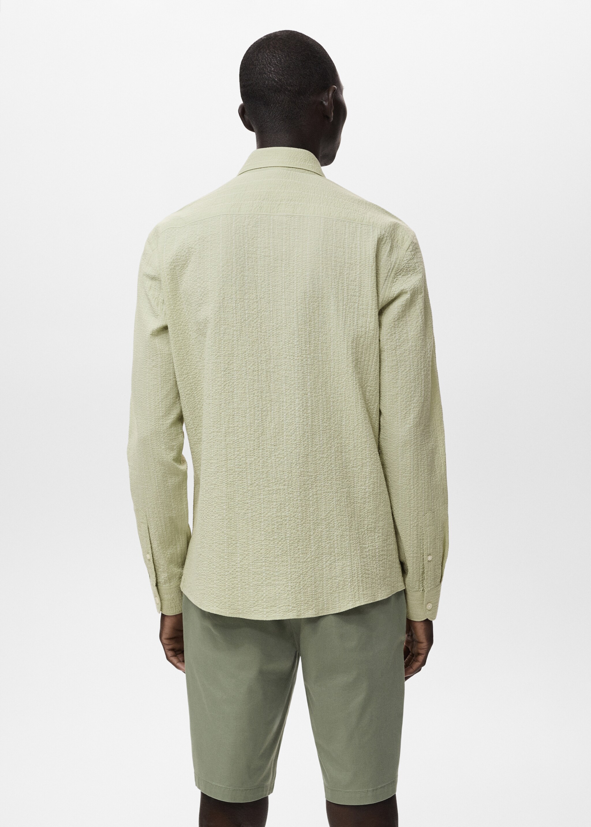 Regular-fit stripe-textured shirt - Reverse of the article, Pastel Green. Ref: 17041148-00.