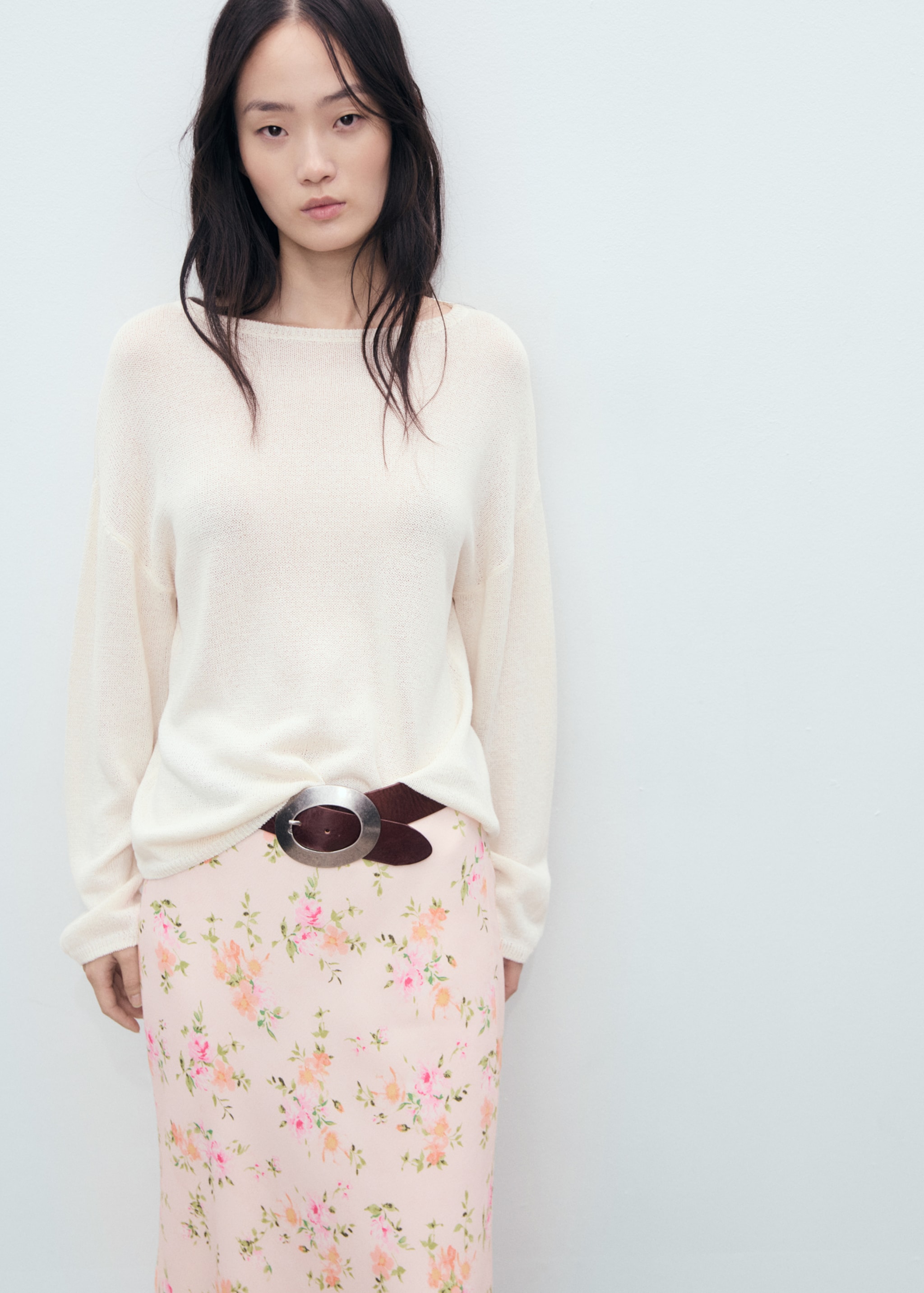 Floral skirt with lace detail - Details of the article 1