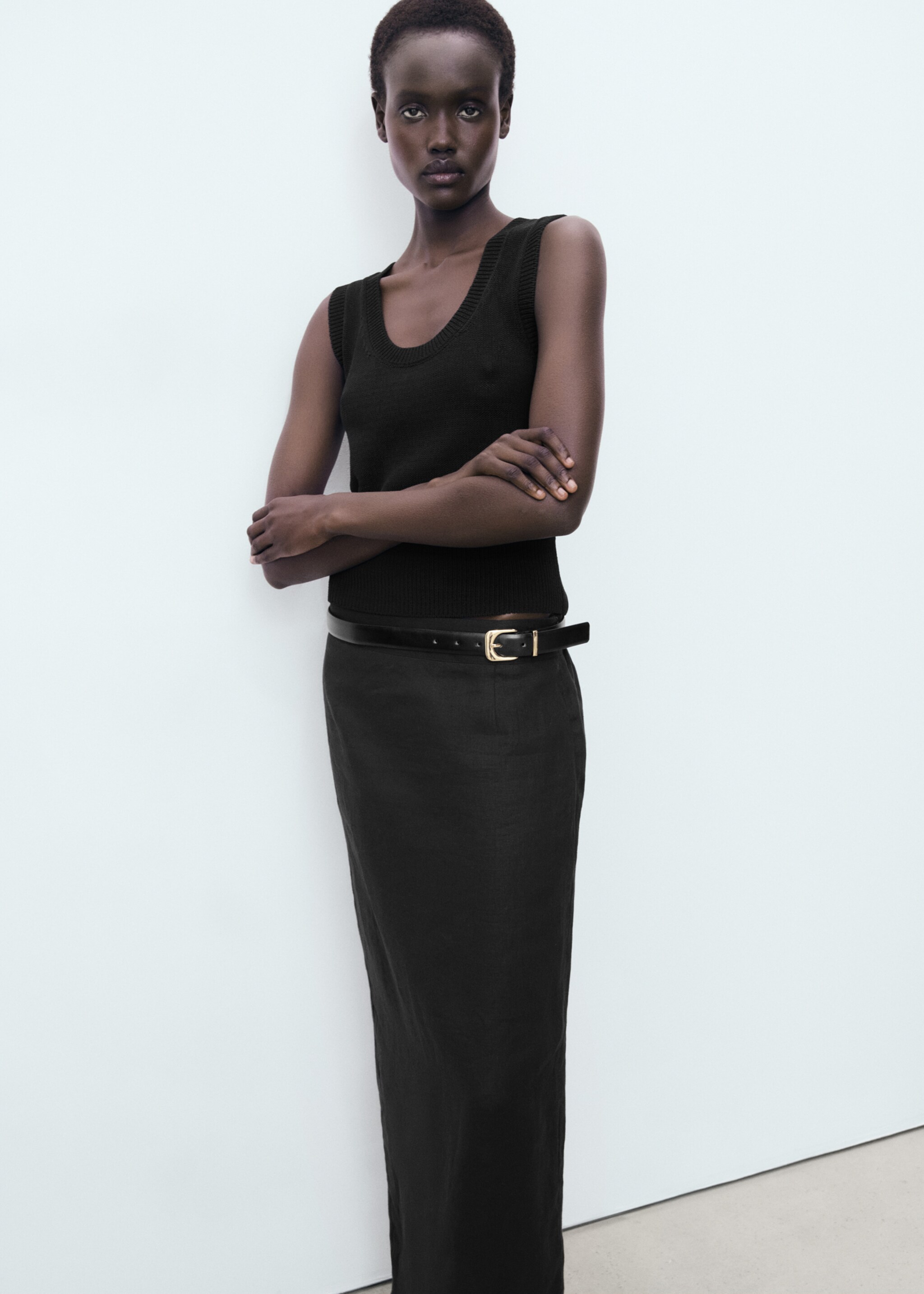 Linen pencil skirt - Details of the article 1