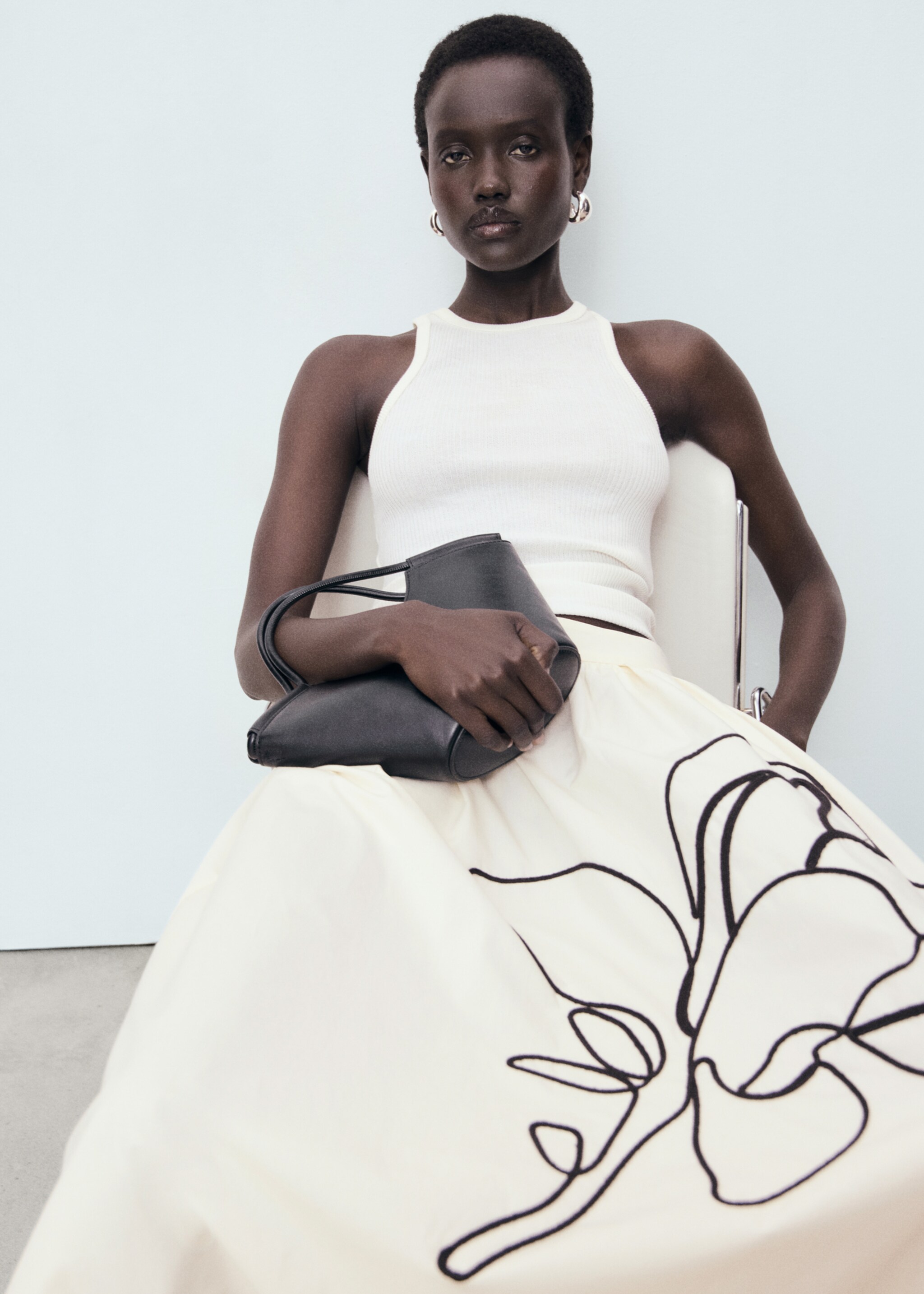 Embroidered cotton skirt - Details of the article 2