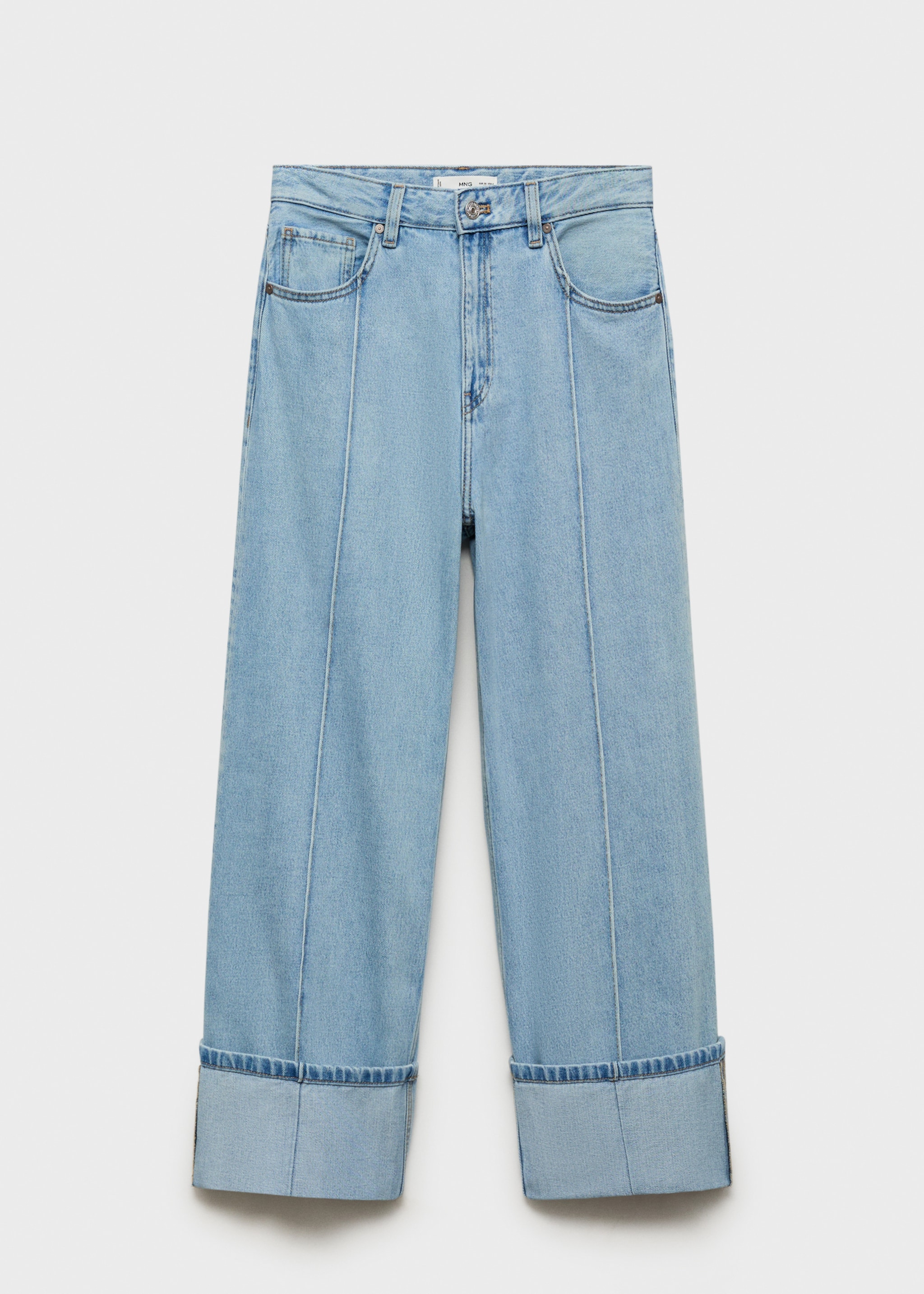 Wide-leg cropped jeans with turned-up hem - Article without model