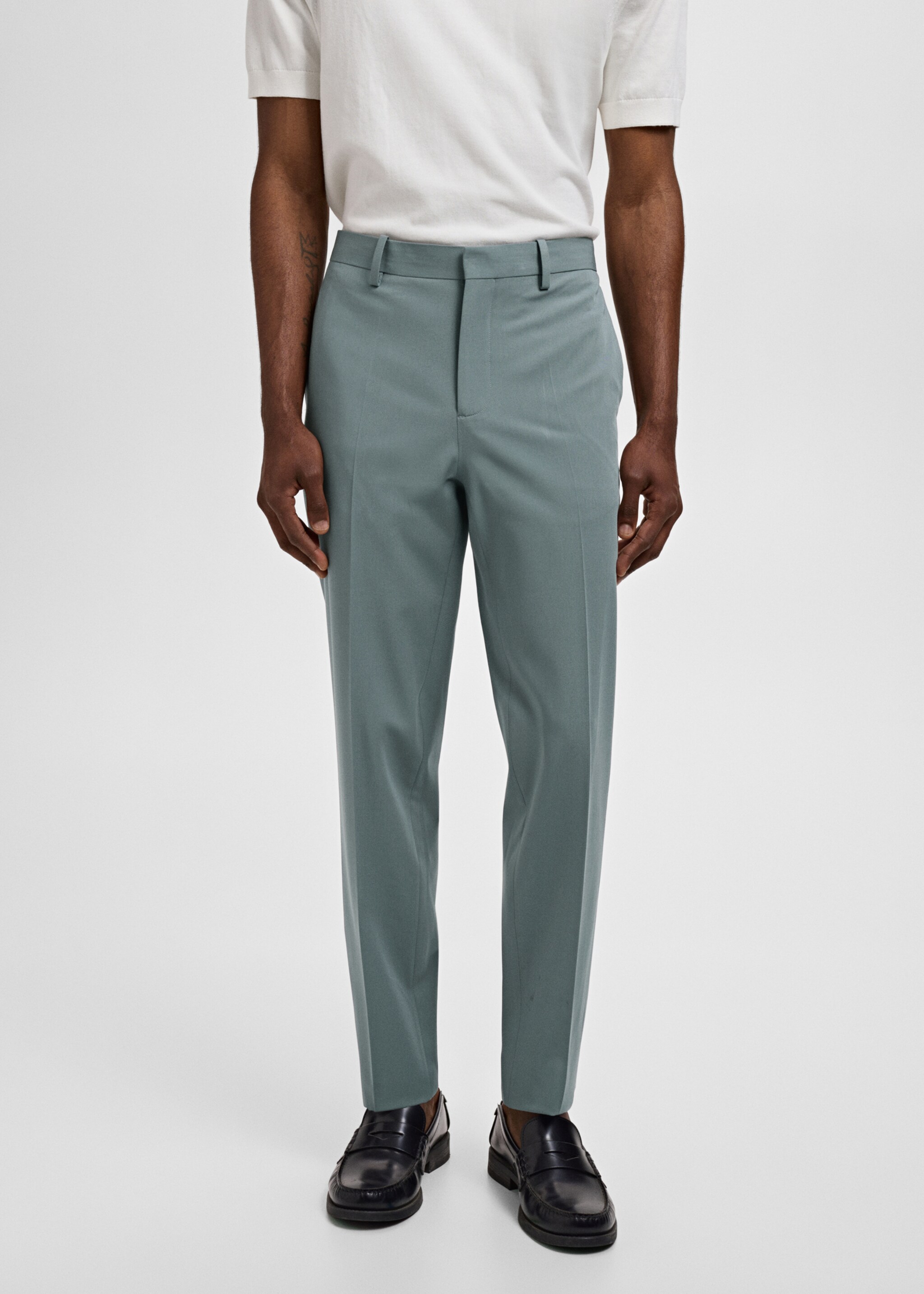 Stretch fabric super slim-fit suit trousers - Medium plane