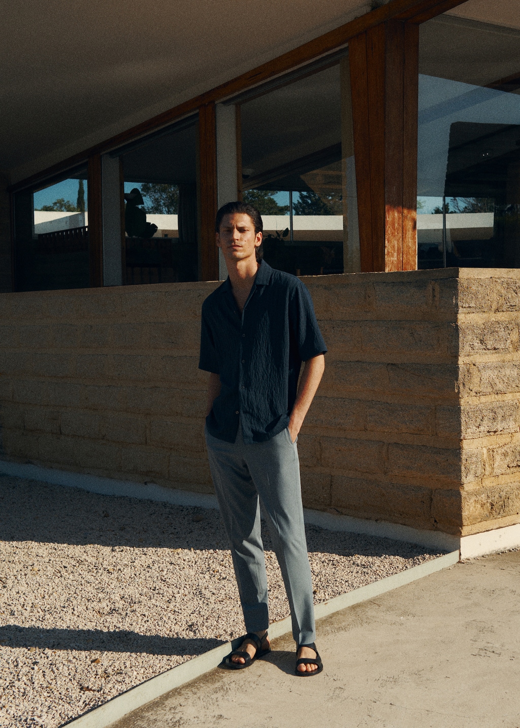 Stretch fabric super slim-fit suit trousers