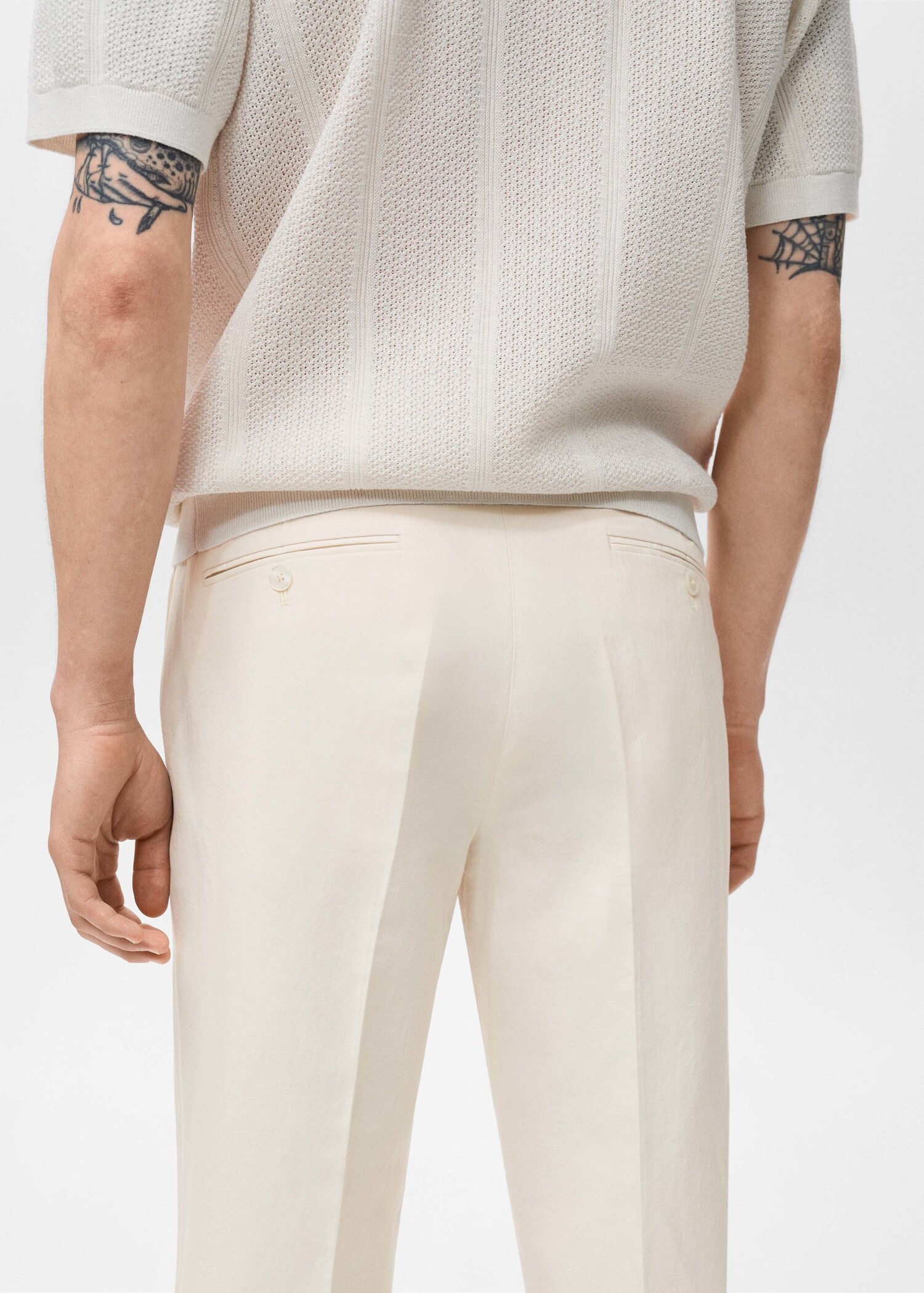 Slim-fit pleated linen pants - Details of the article 6