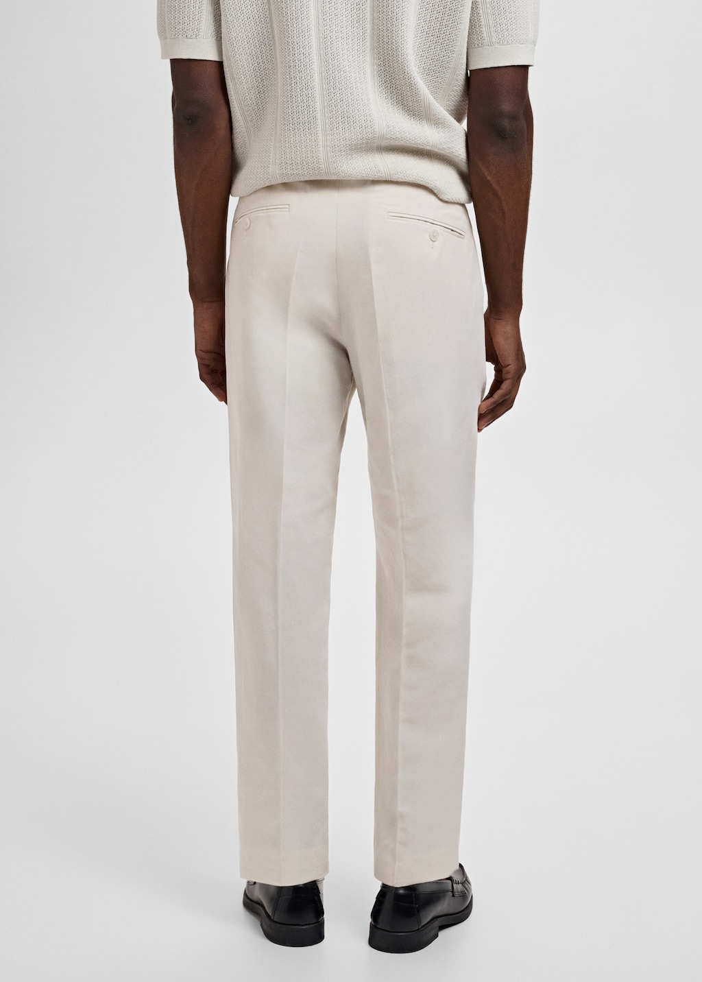 Slim-fit pleated linen pants