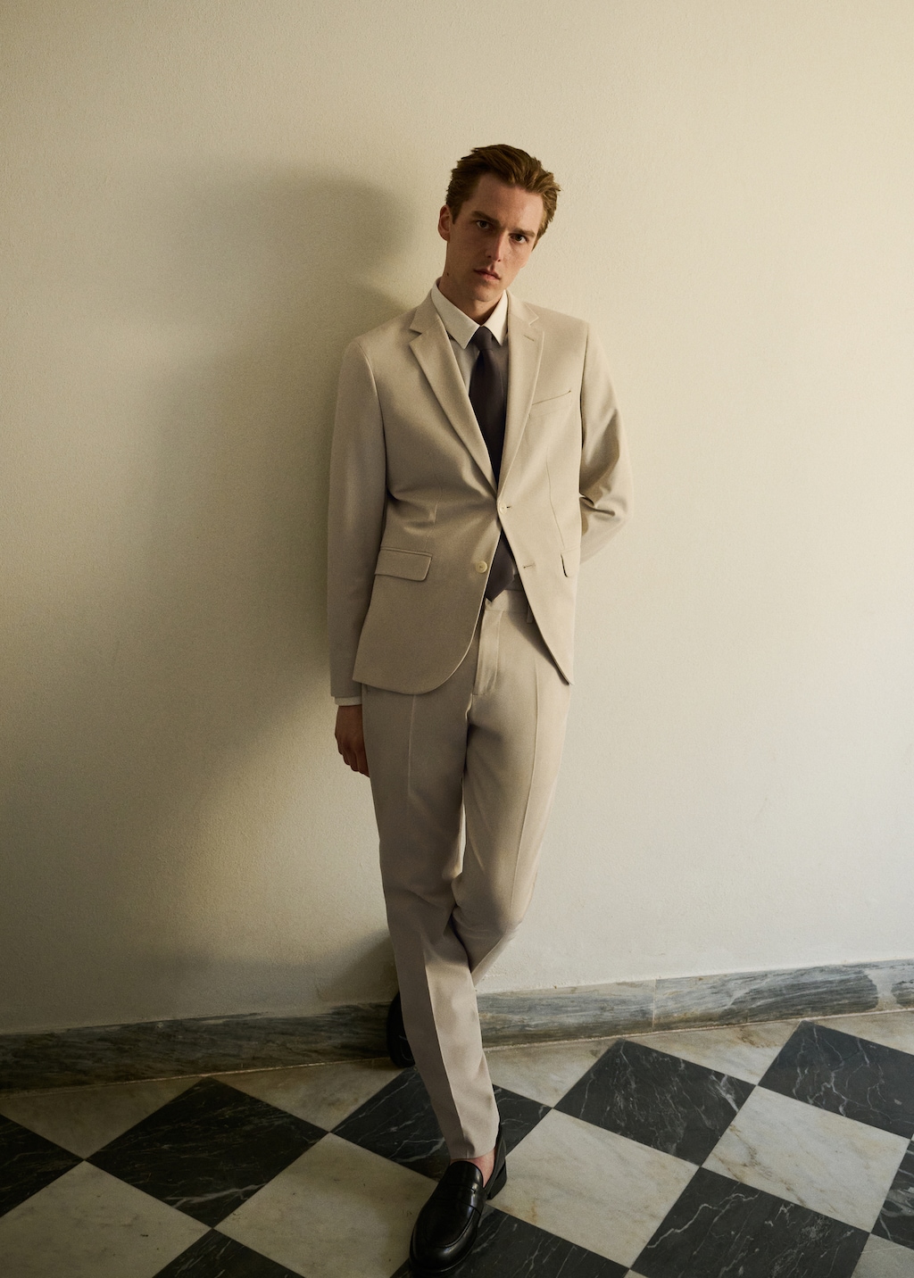 Stretch fabric super slim-fit suit trousers