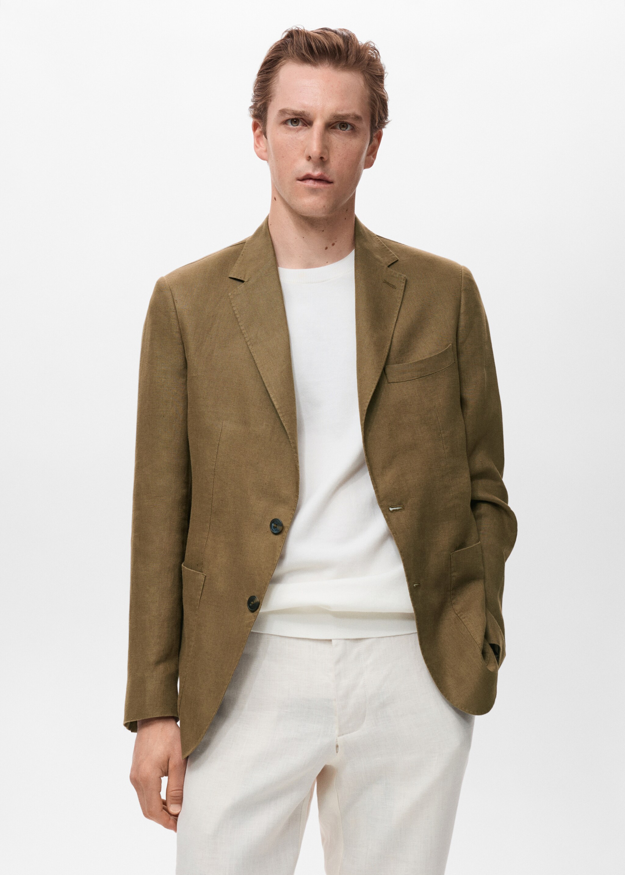 Americana traje Salerno 100% lino slim fit - Plano medio