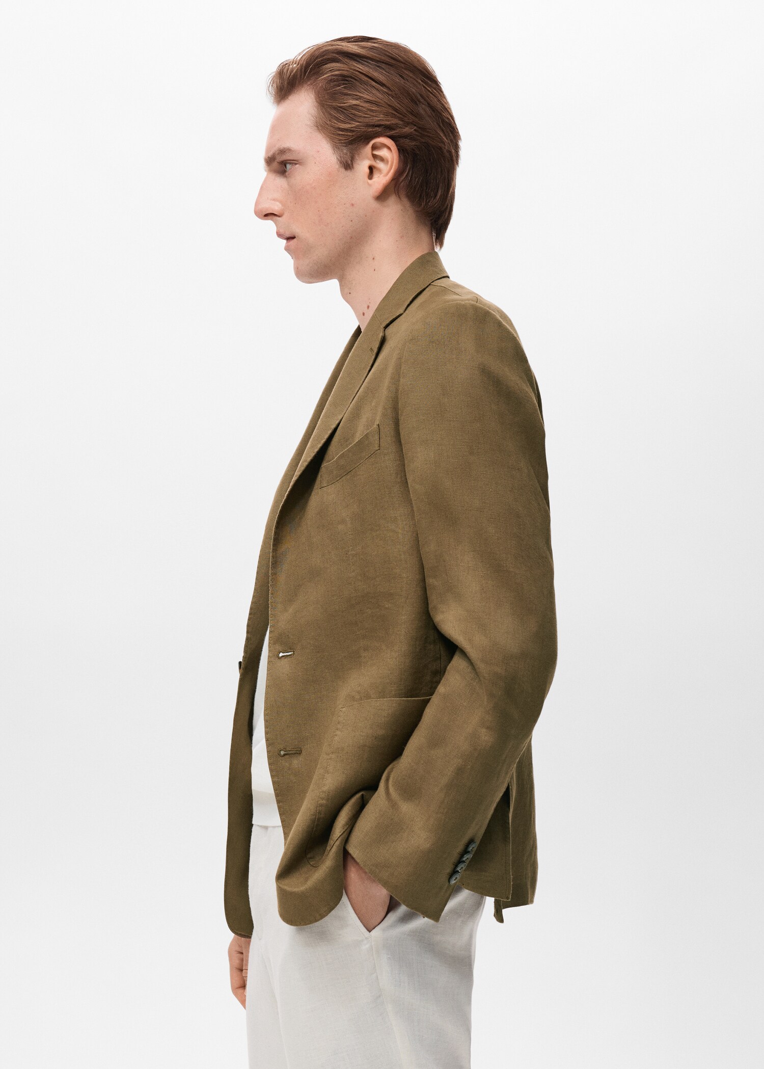 Salerno 100% linen slim fit suit blazer - Details of the article 2