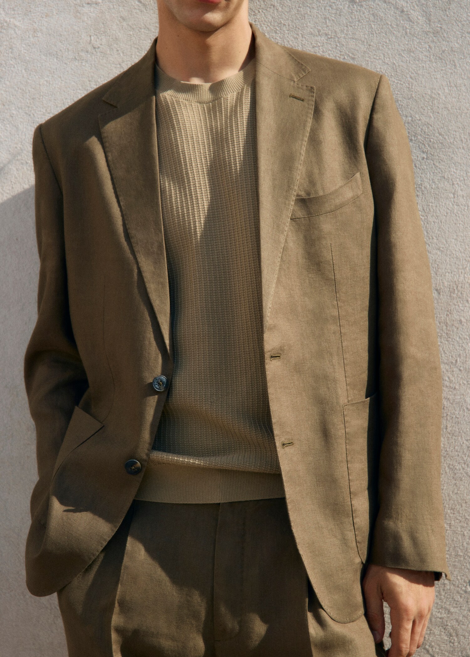 Salerno 100% linen slim fit suit blazer - Details of the article 3