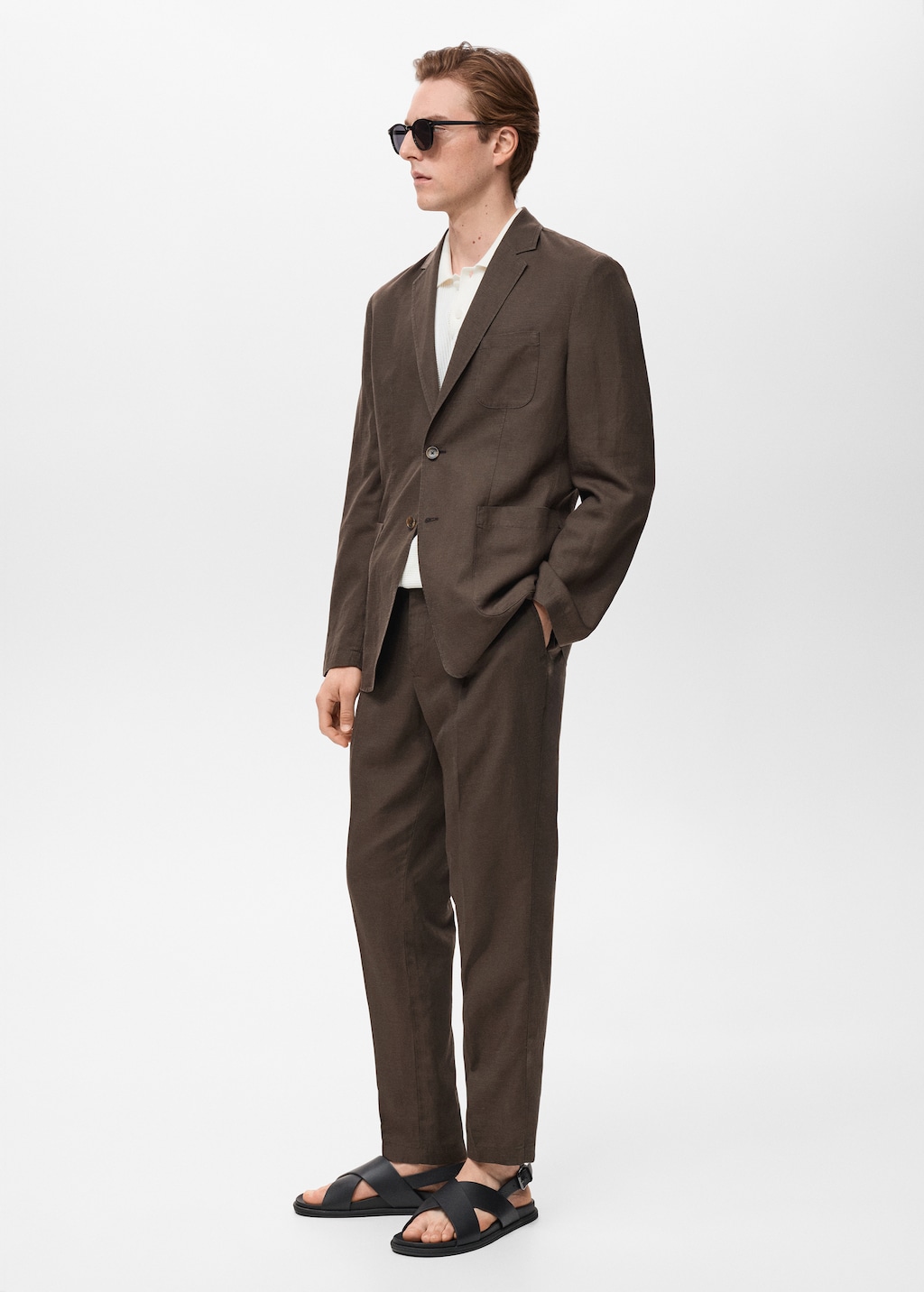 Slim fit linen suit blazer