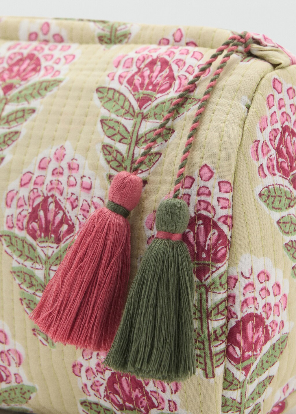 Textured cotton cosmetic bag