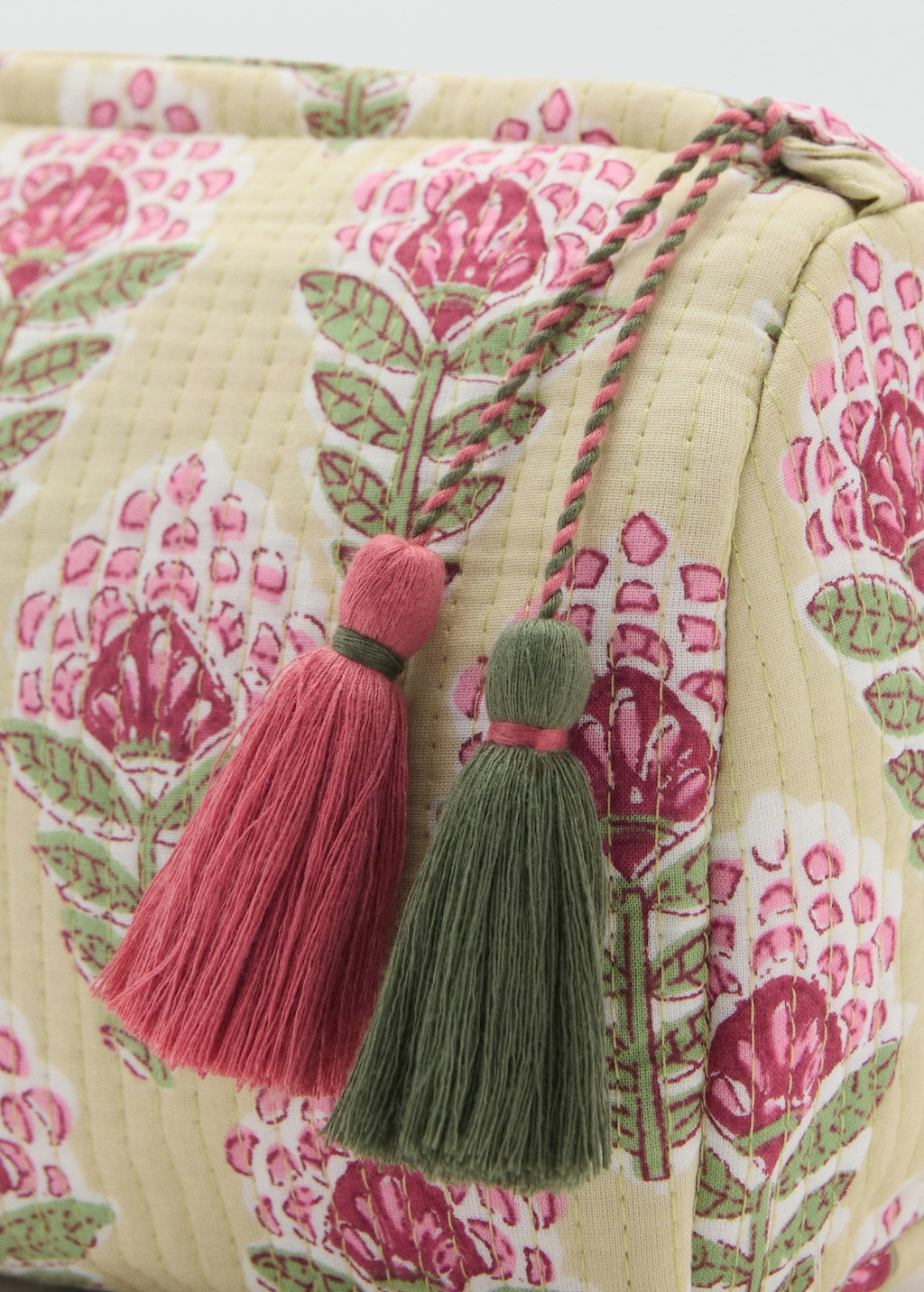 Textured cotton cosmetic bag