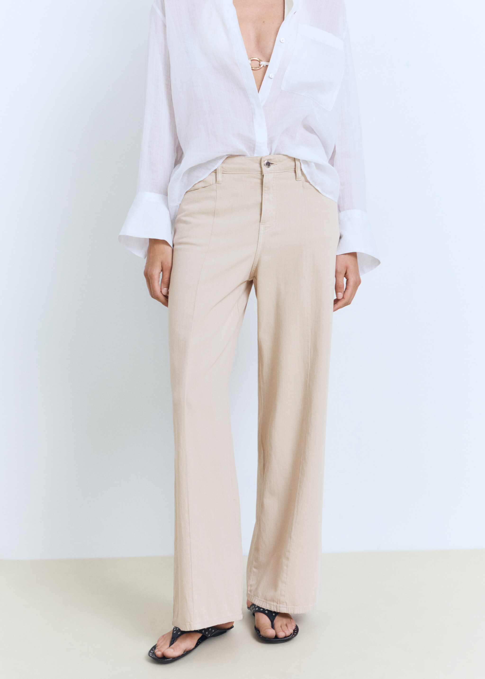 Straight-fit mid-rise denim trousers - Medium plane