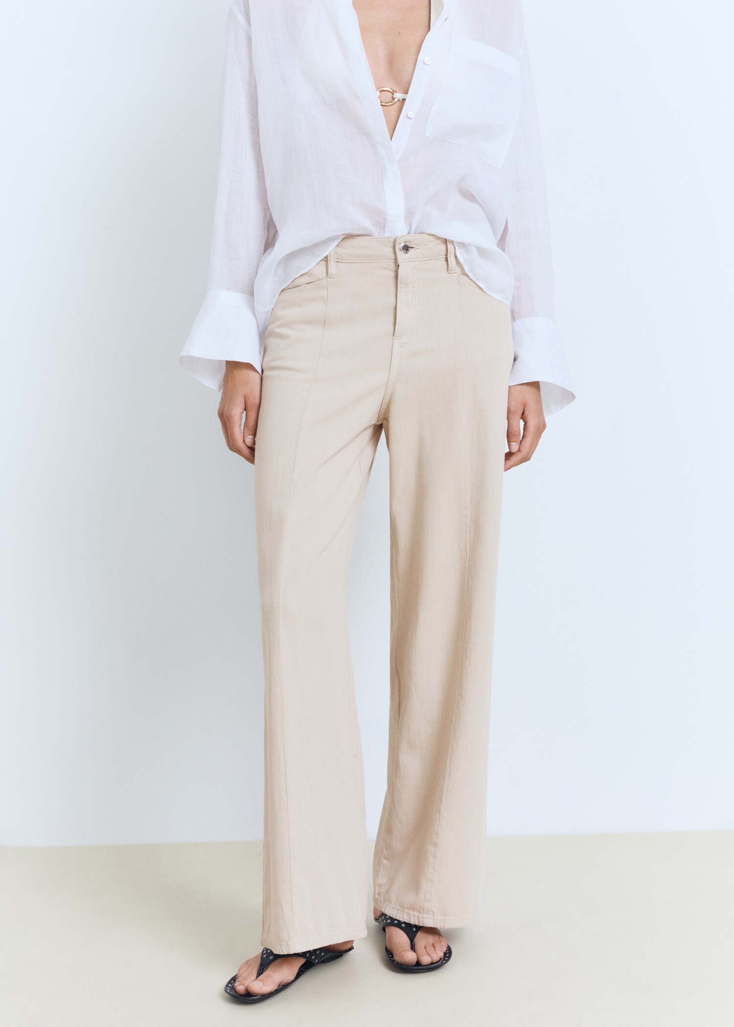 Straight-fit mid-rise denim trousers - Medium plane
