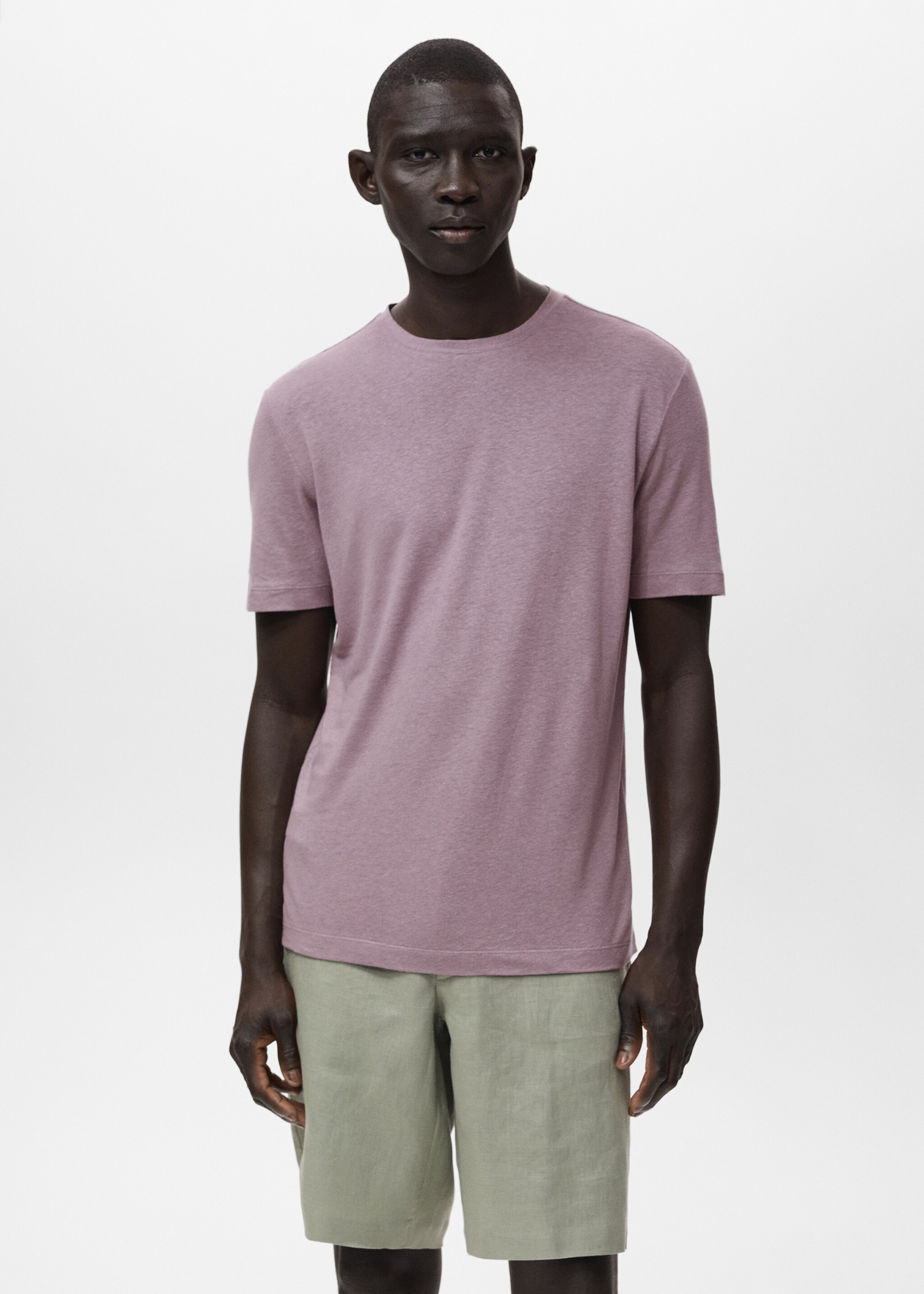 Camiseta lino slim fit - Plano medio