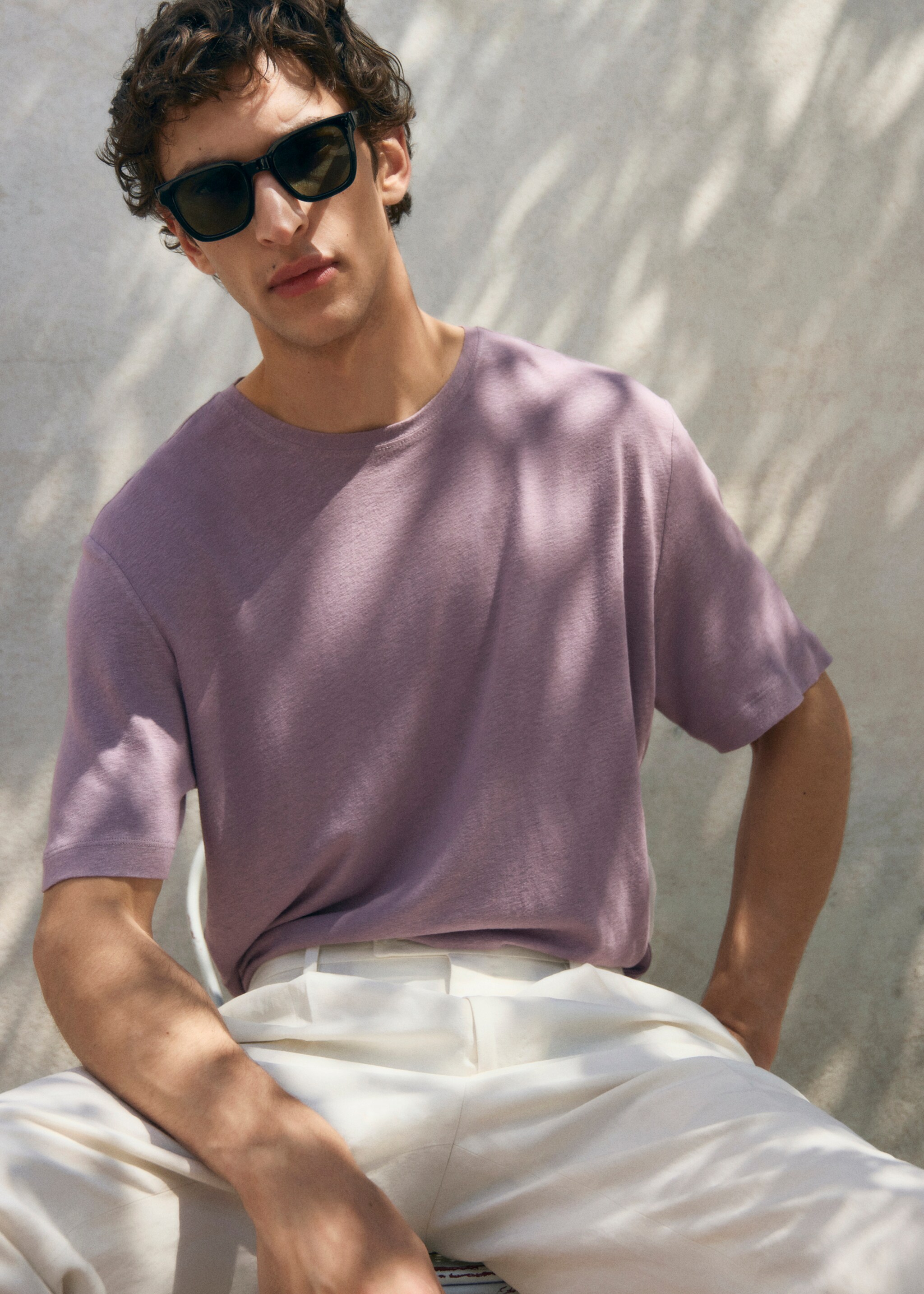 Linnen slim-fit T-shirt - Detail van het artikel 3