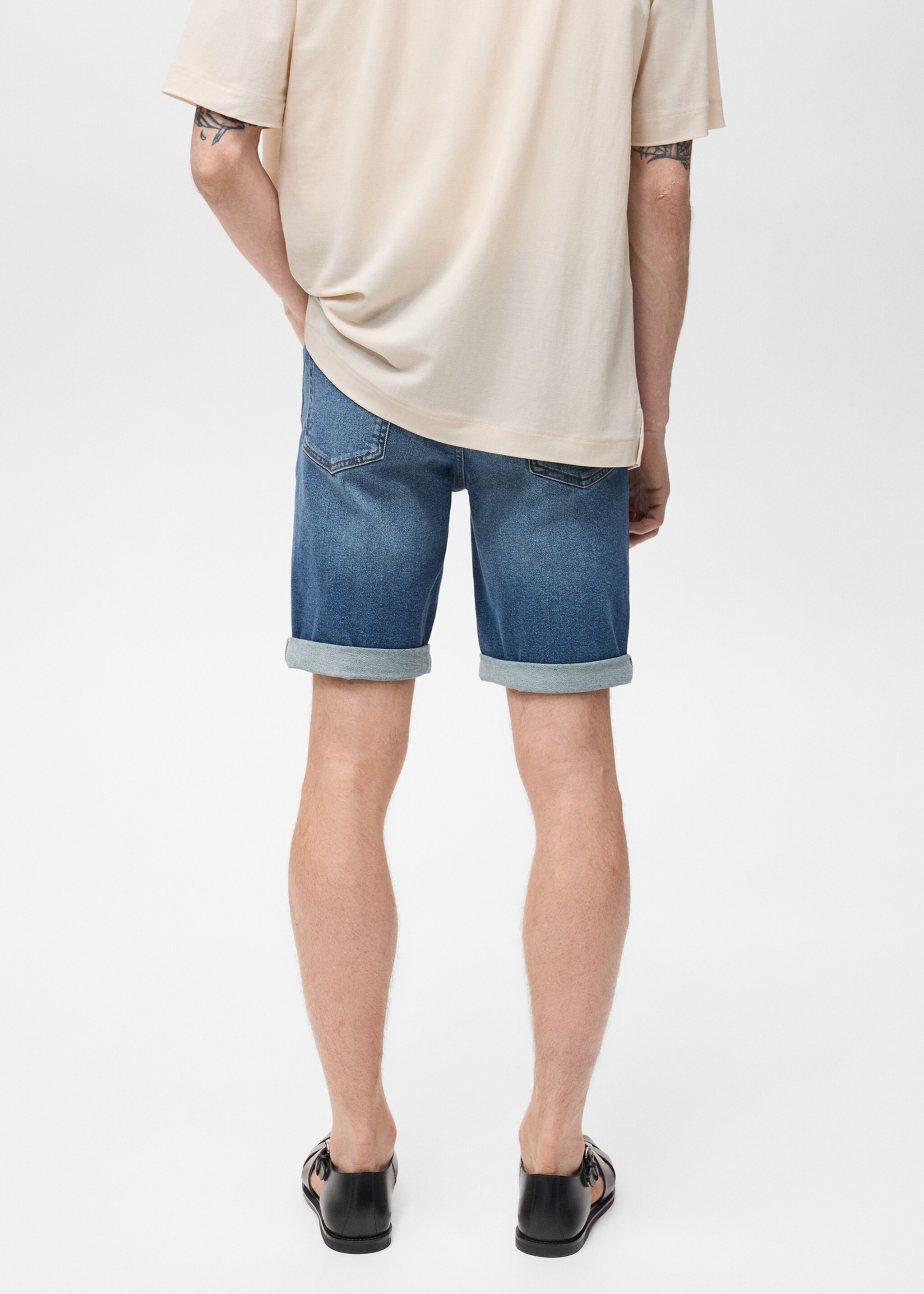 Slim-fit denim bermuda shorts - Reverse of the article