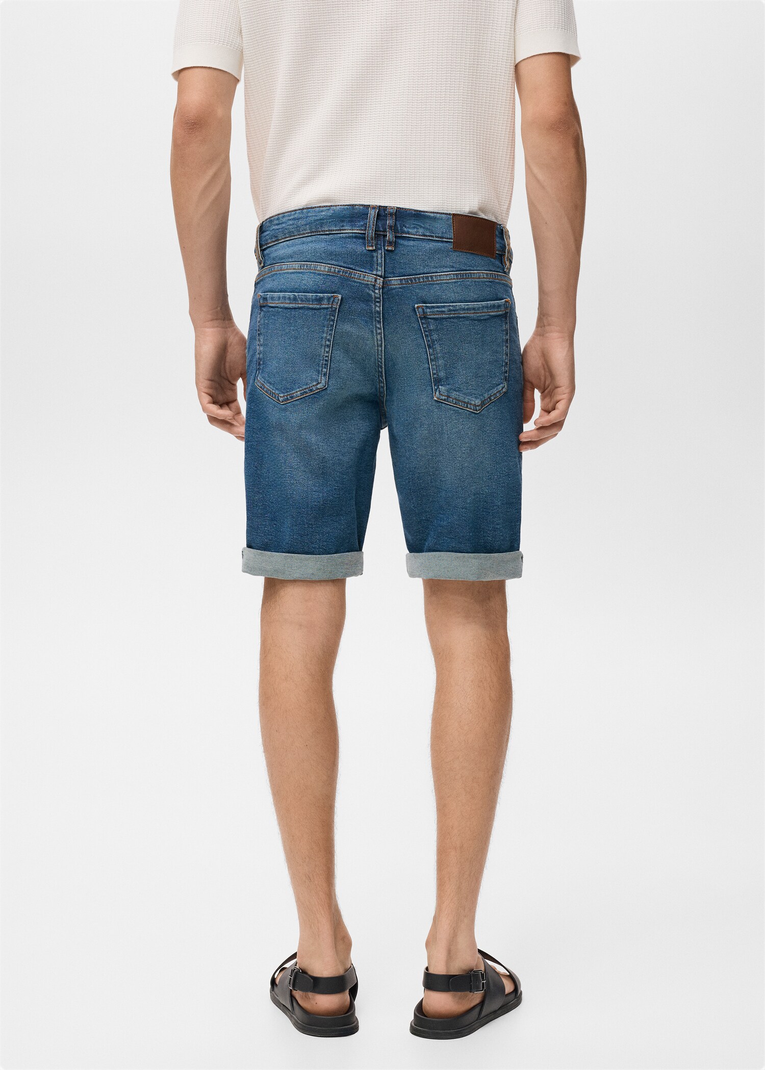Slim-fit denim bermuda shorts - Reverse of the article