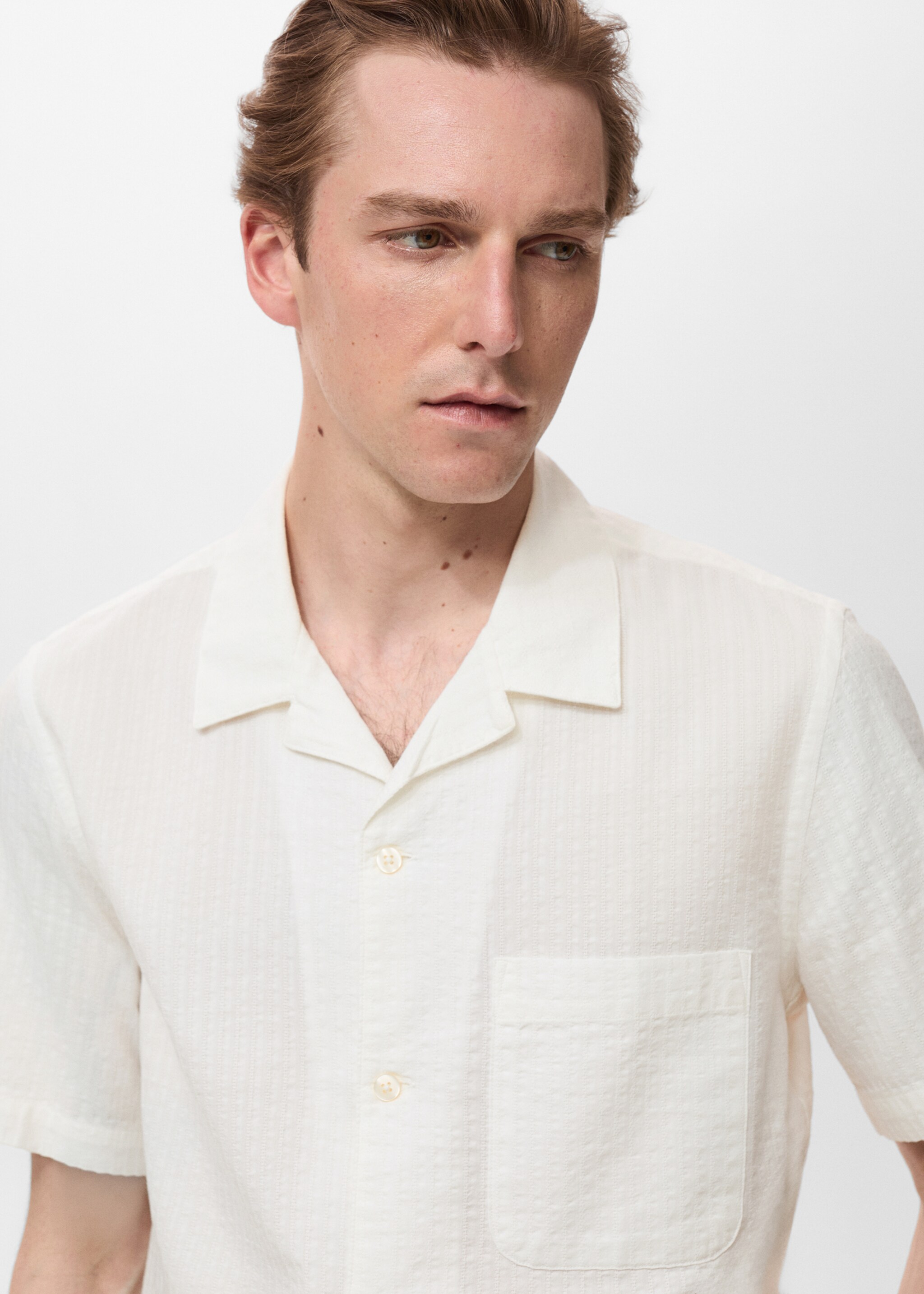 Regular fit seersucker shirt - Details of the article 1