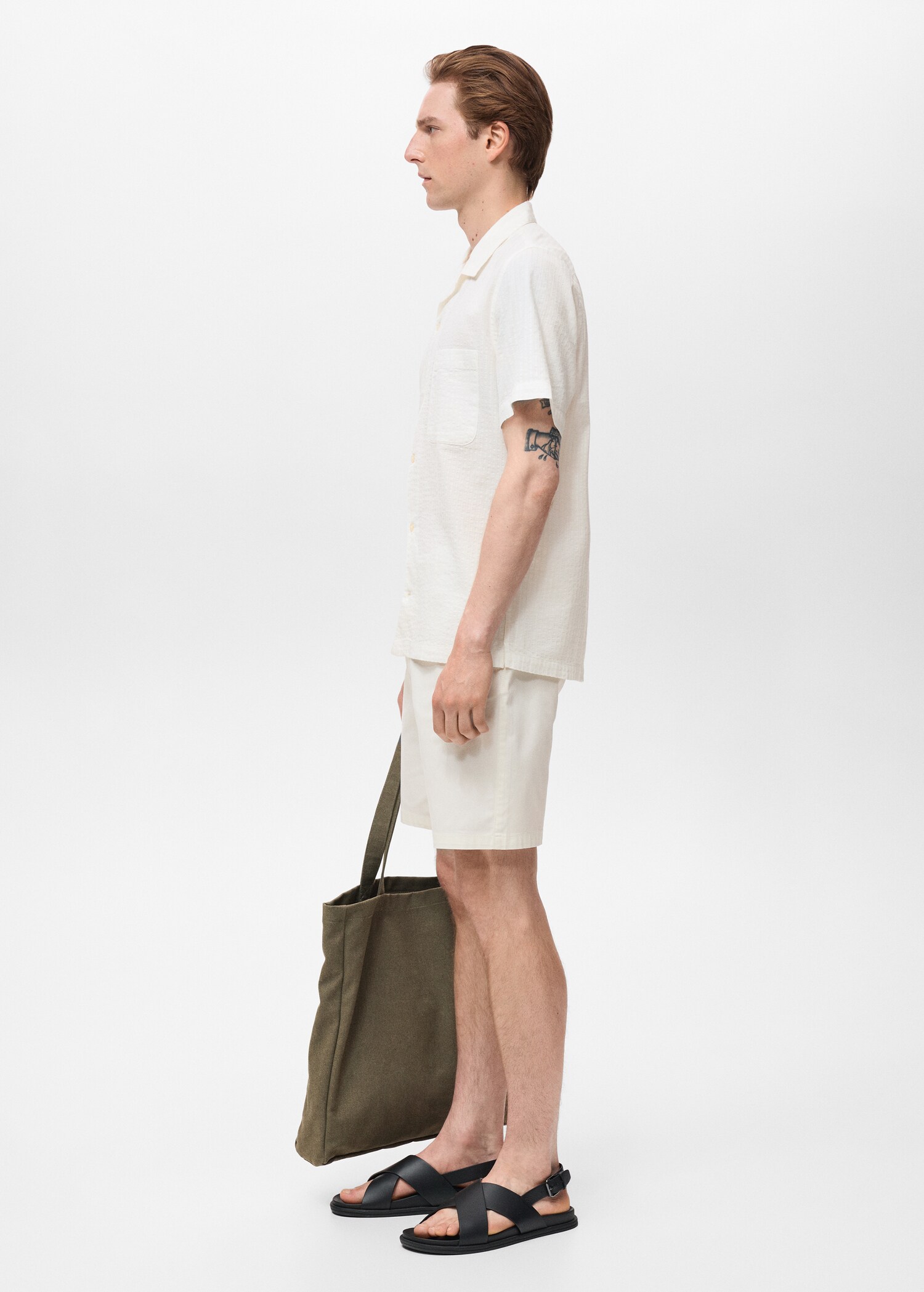 Regular fit seersucker shirt - Details of the article 2
