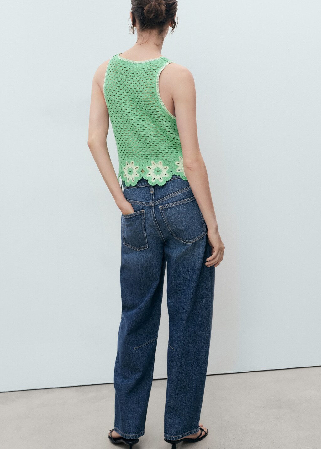 Mango Crochet top with floral finishes