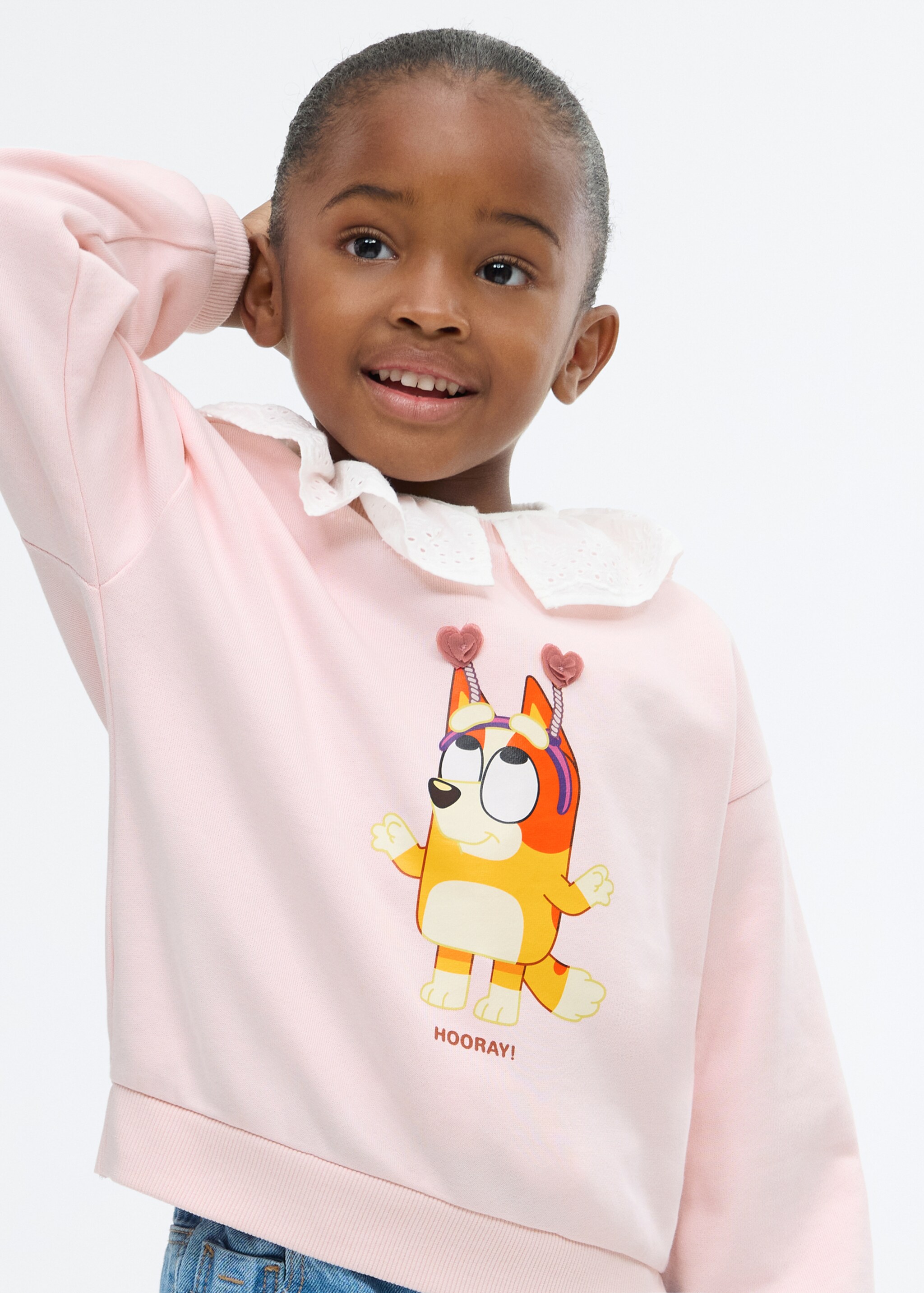 Bluey-print sweatshirt - Details of the article 4, Pink. Ref: 17041238-00.