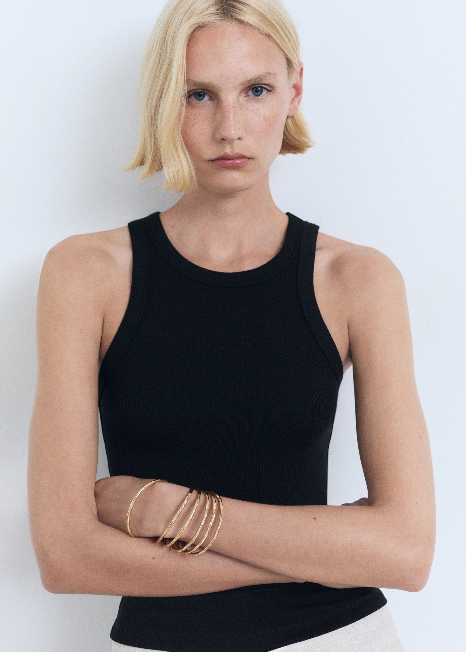 Ribbed cotton-blend top - Medium plane