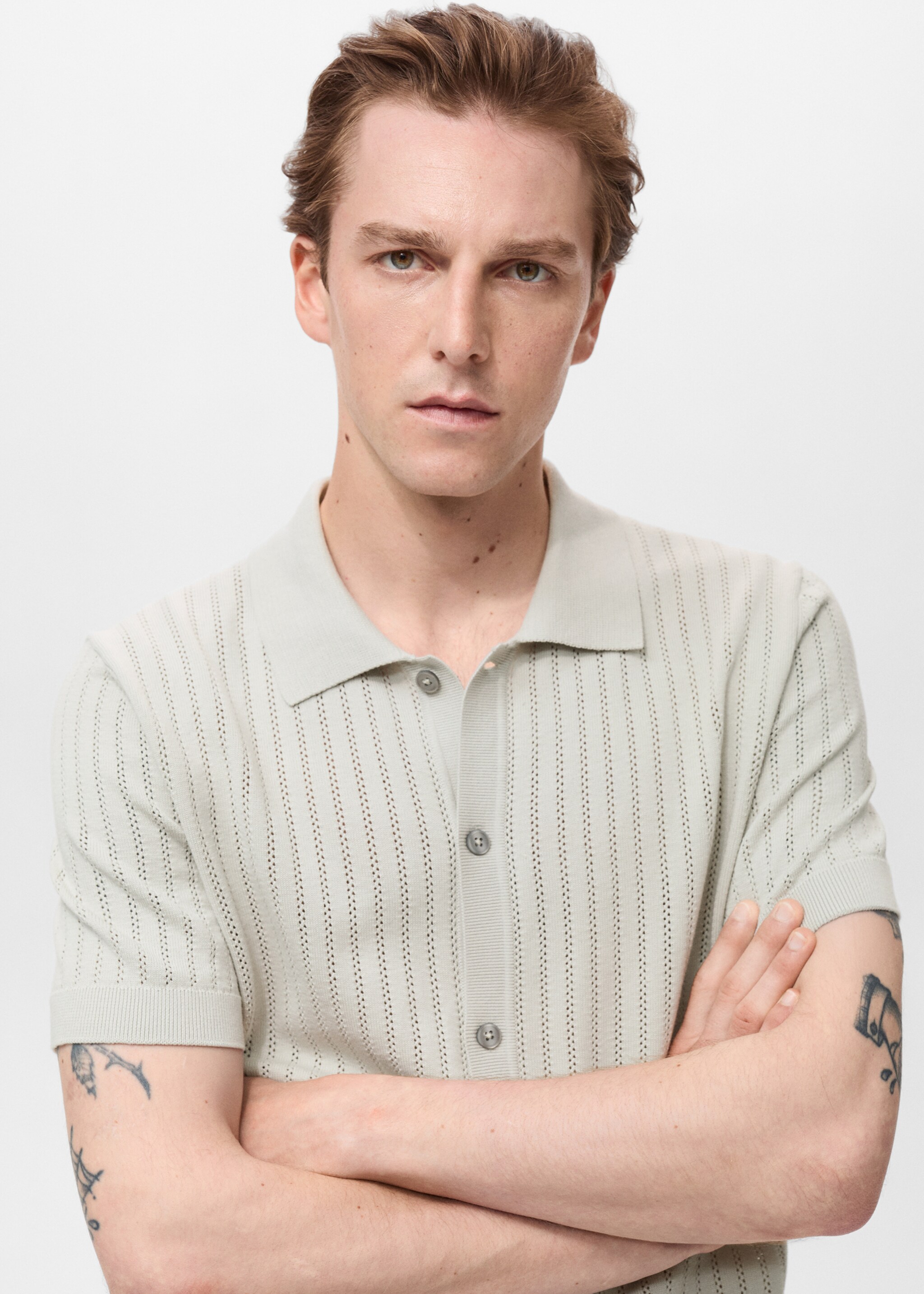 Cotton blouse with openwork detail - Details of the article 1