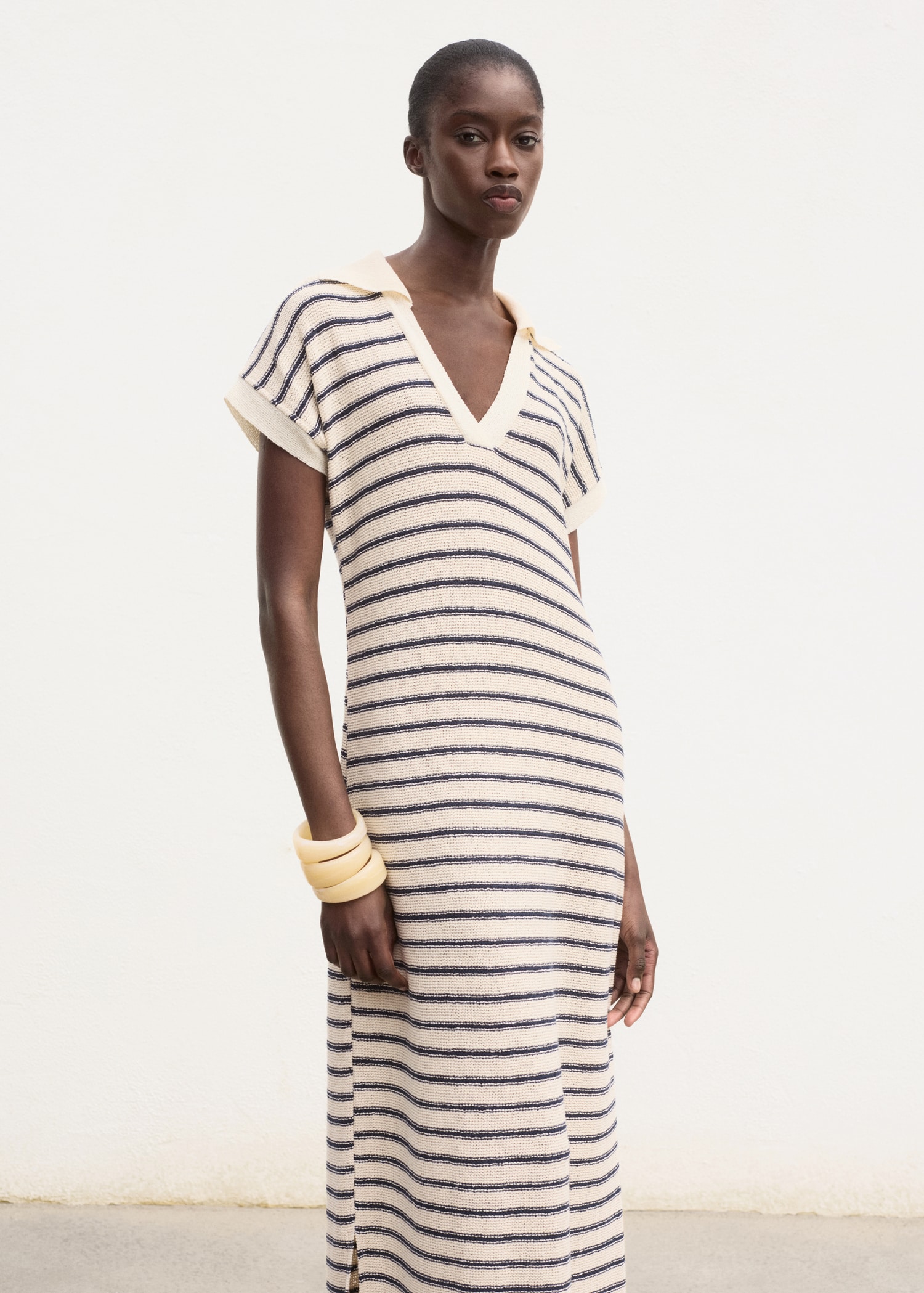 Long striped knitted dress - Medium plane