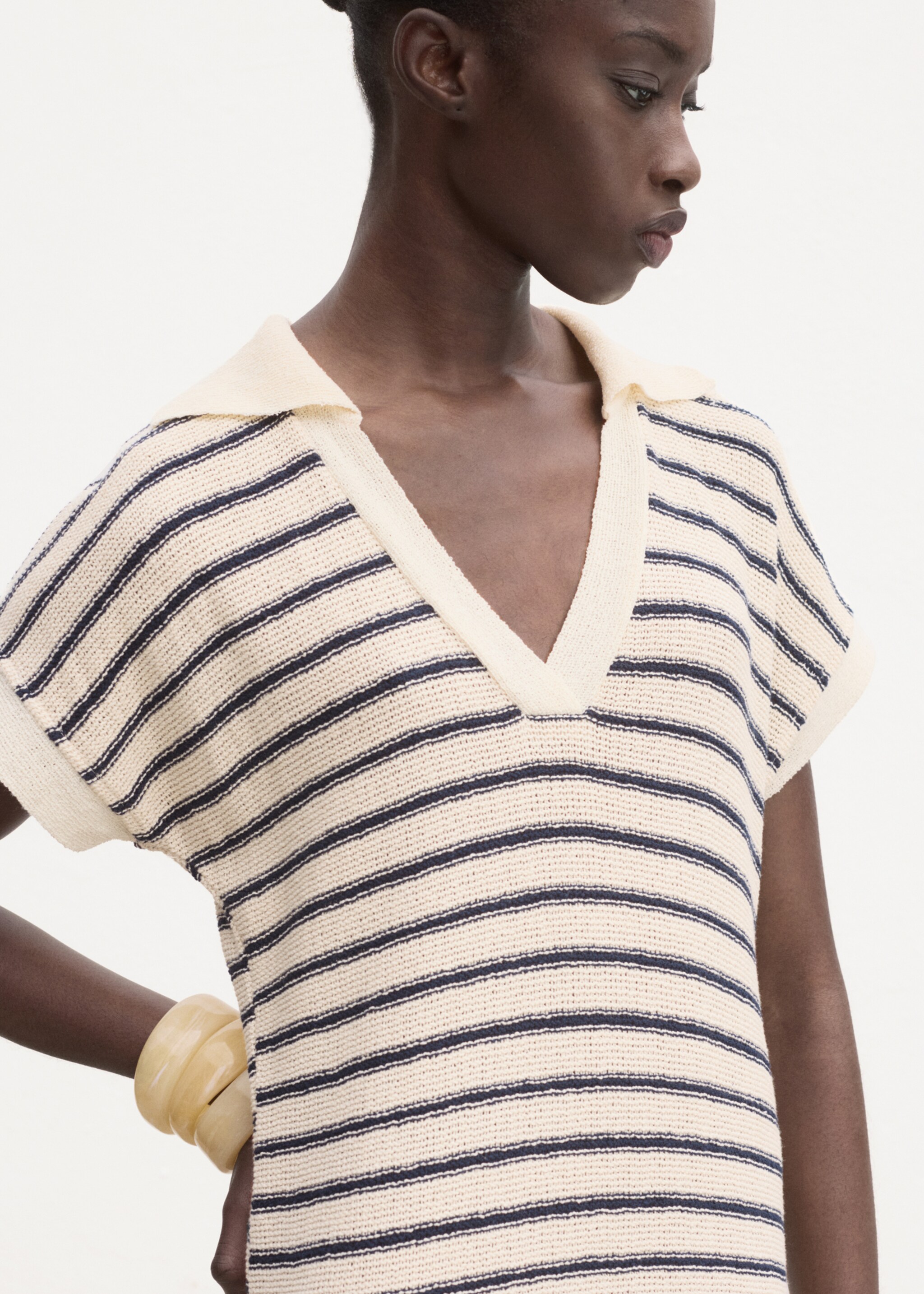 Long striped knitted dress - Details of the article 6