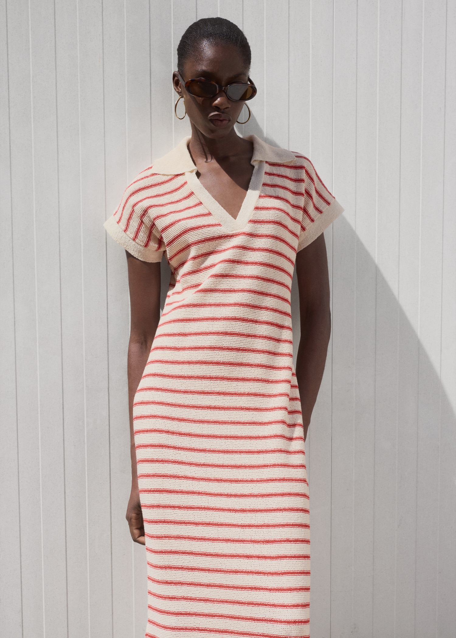 Long striped knitted dress - Medium plane
