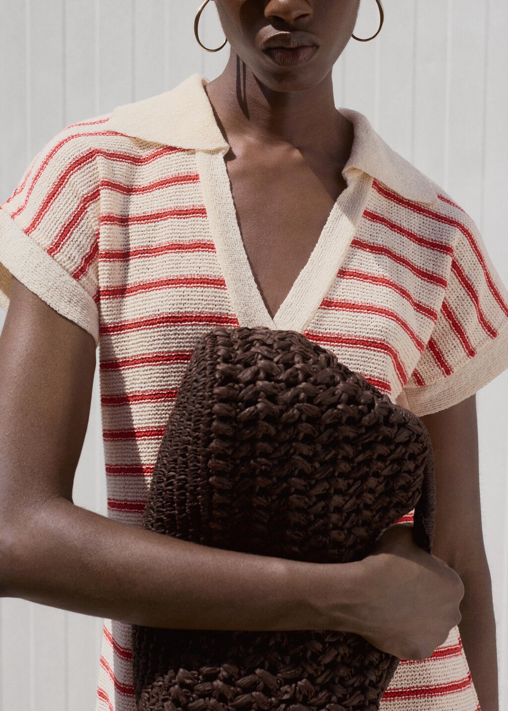 Mango Long striped knitted dress