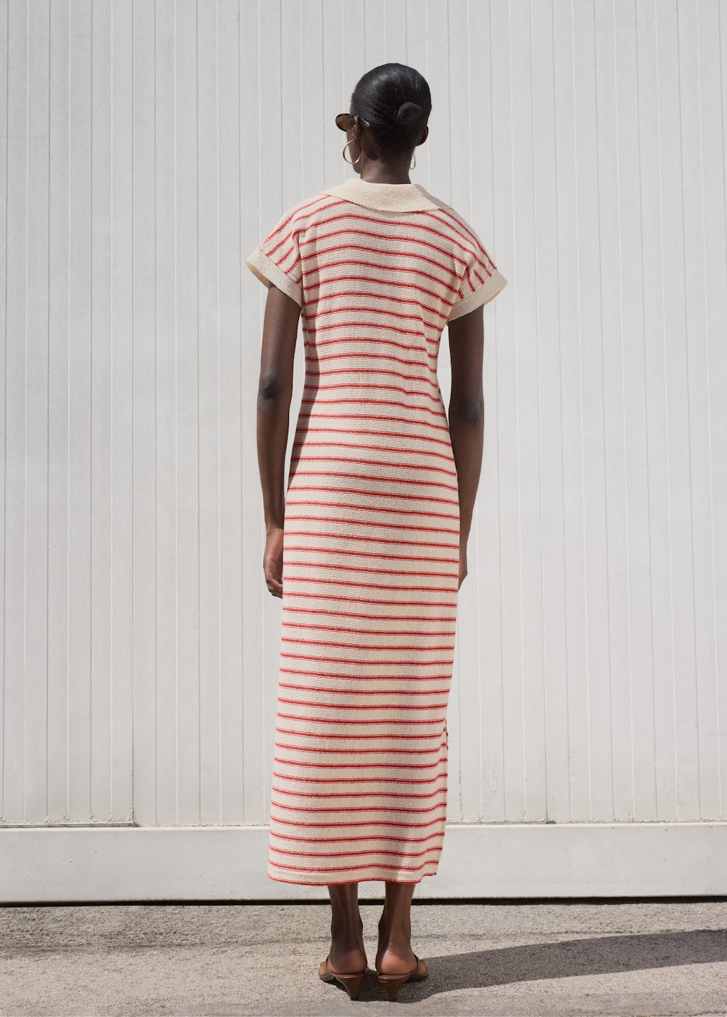 Mango Long striped knitted dress