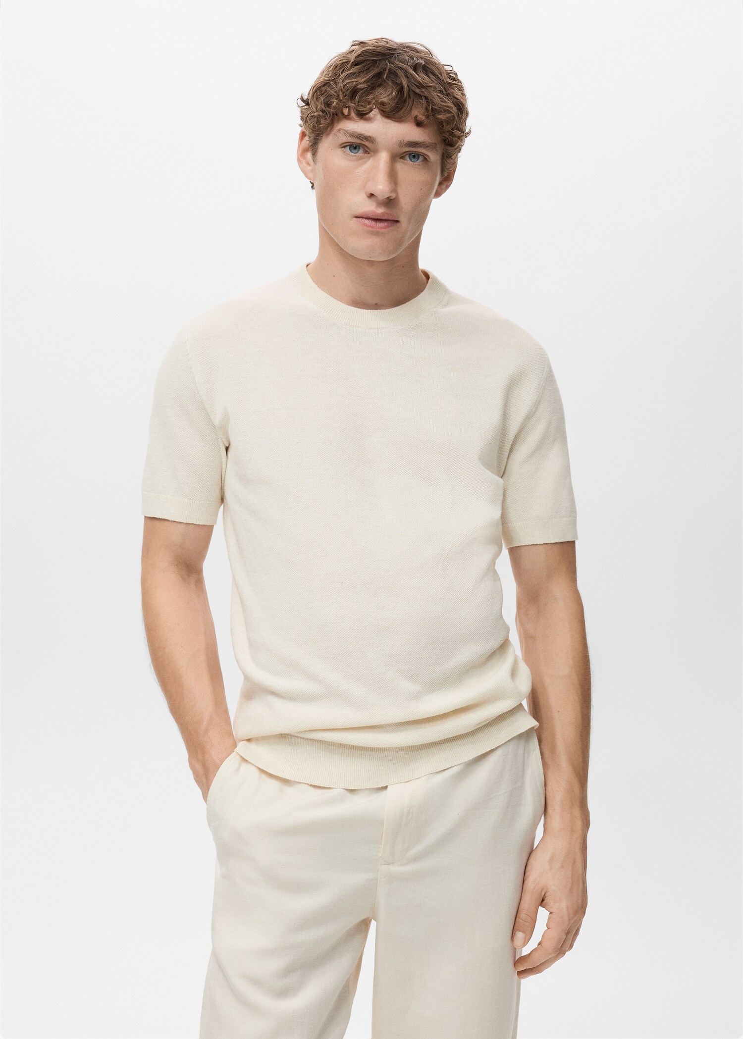 Cotton fine-knit t-shirt - Medium plane