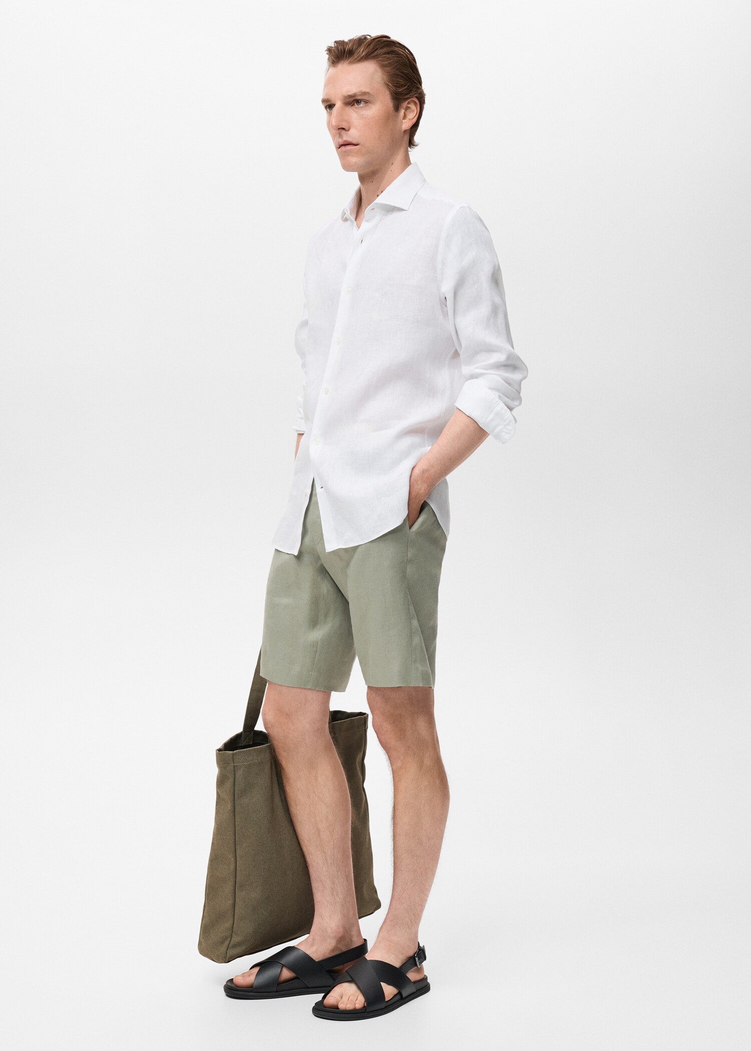 100% linen slim-fit shirt - Details of the article 2