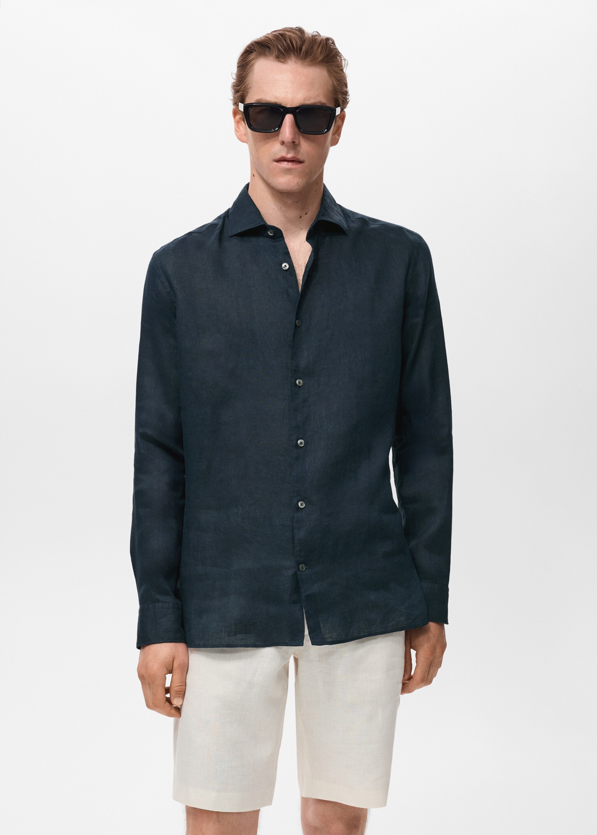 Camisa slim fit 100% lino - Plano medio