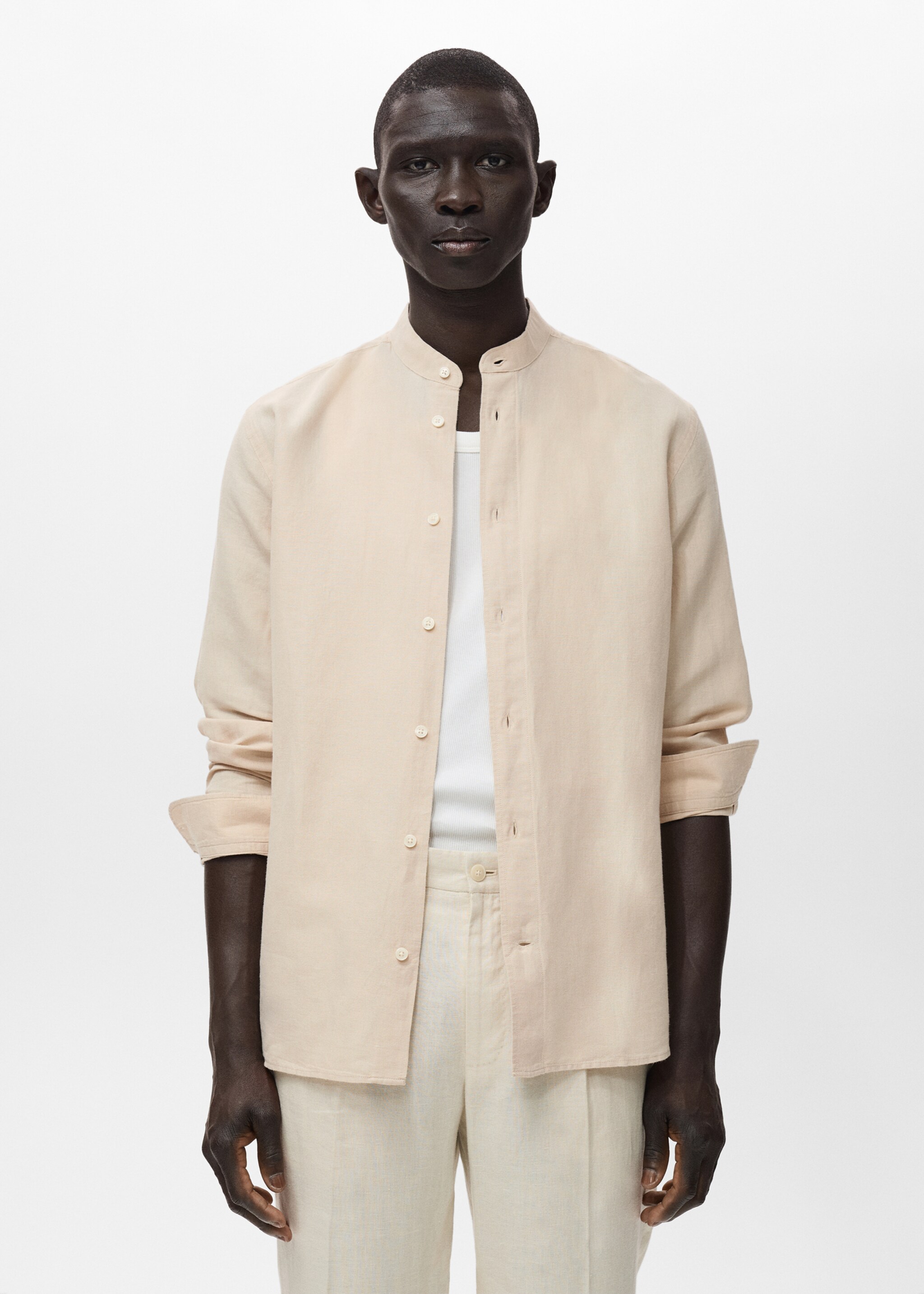 Chemise lin col mao - Plan moyen