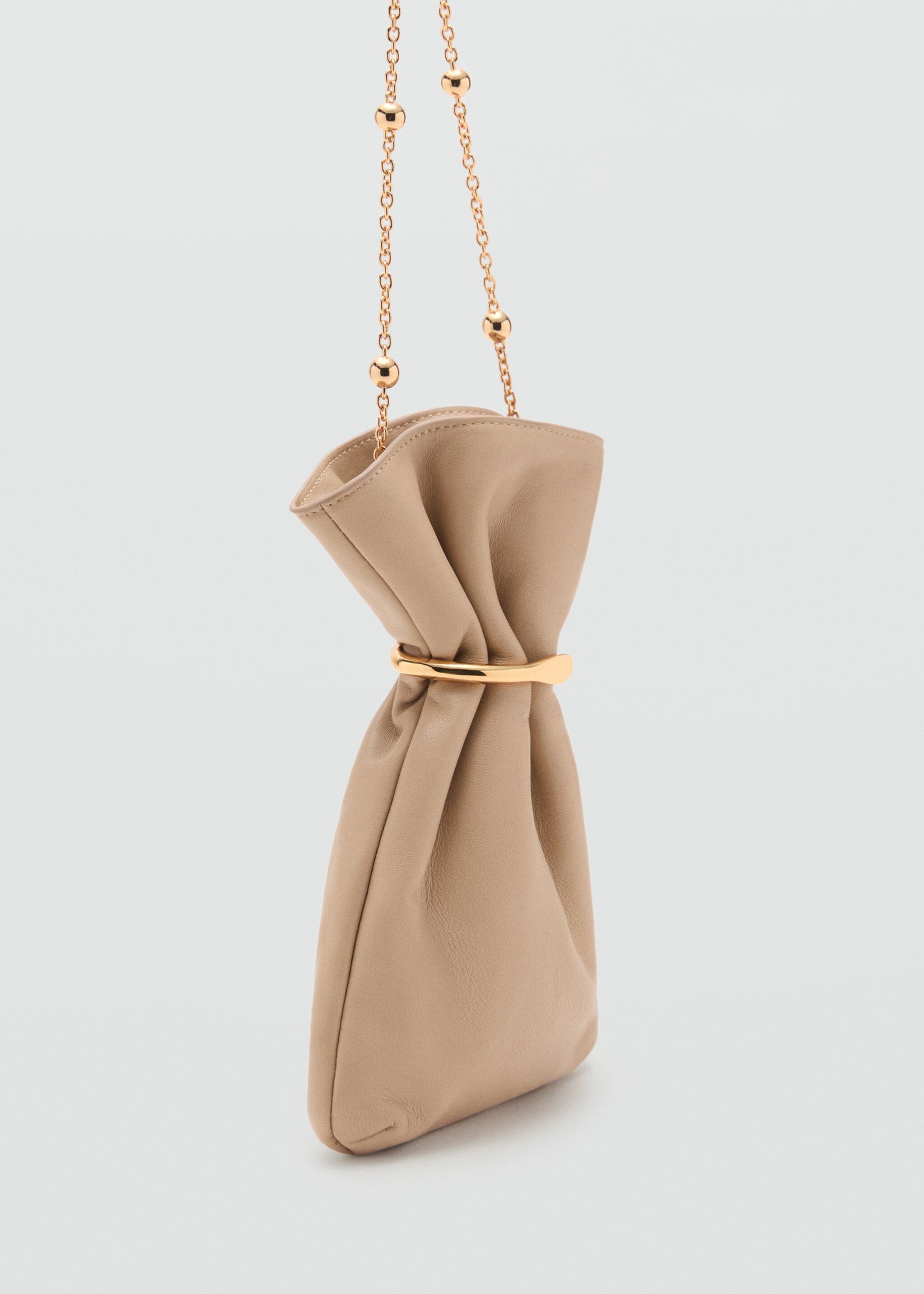 Leather sack-style bag with metallic detail - Medium plane
