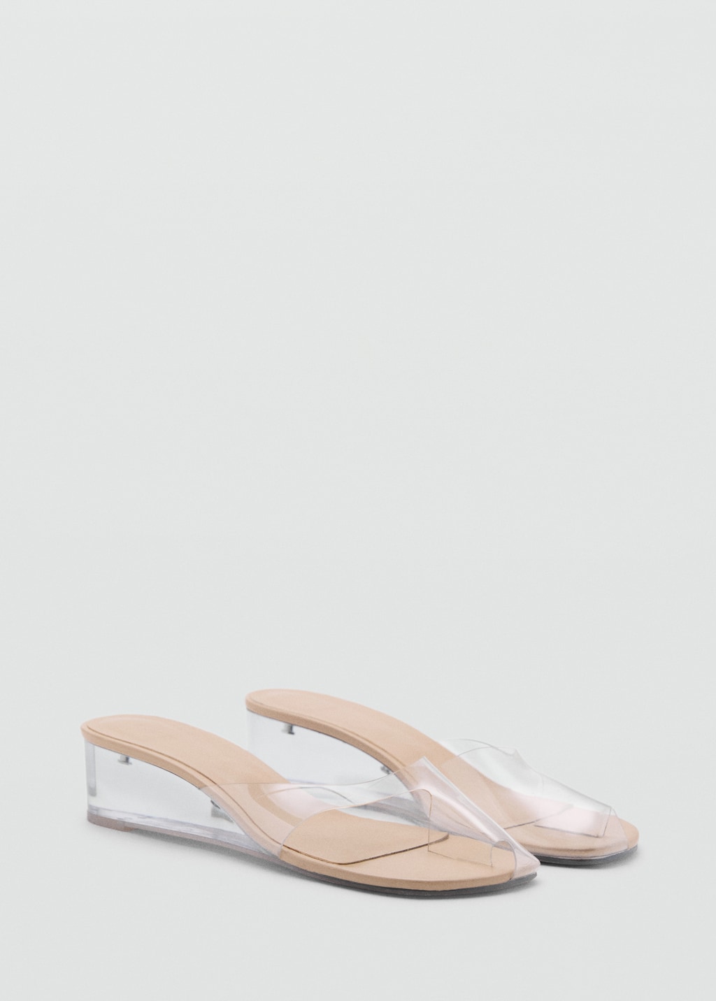 OHGA♡CLEAR MULE Women's Jelly Square Toe Clear Wedge Mule Heel Sandal 19794