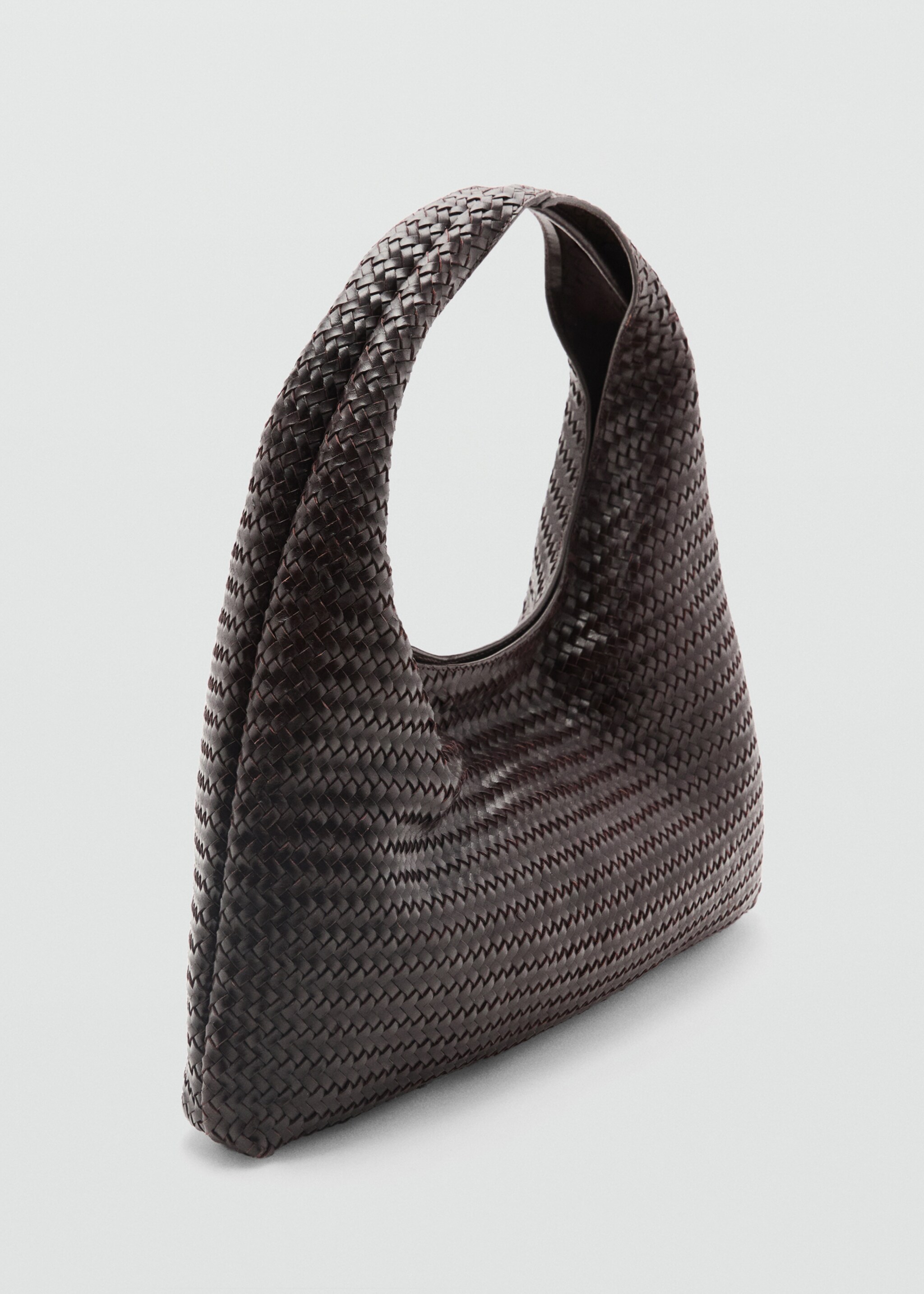 Braided leather shoulder bag - Medium plane