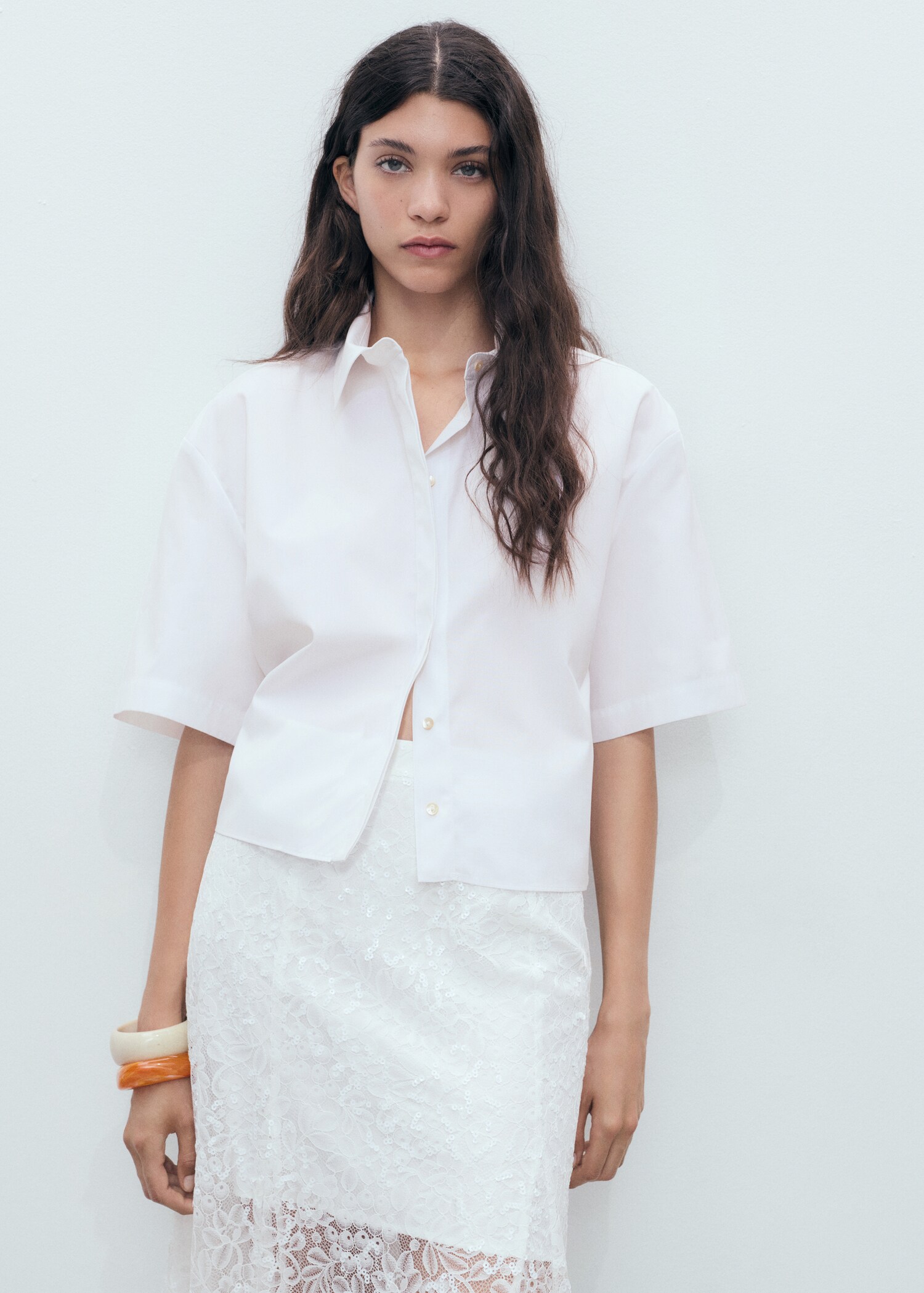 Cropped cotton shirt - Medium plane