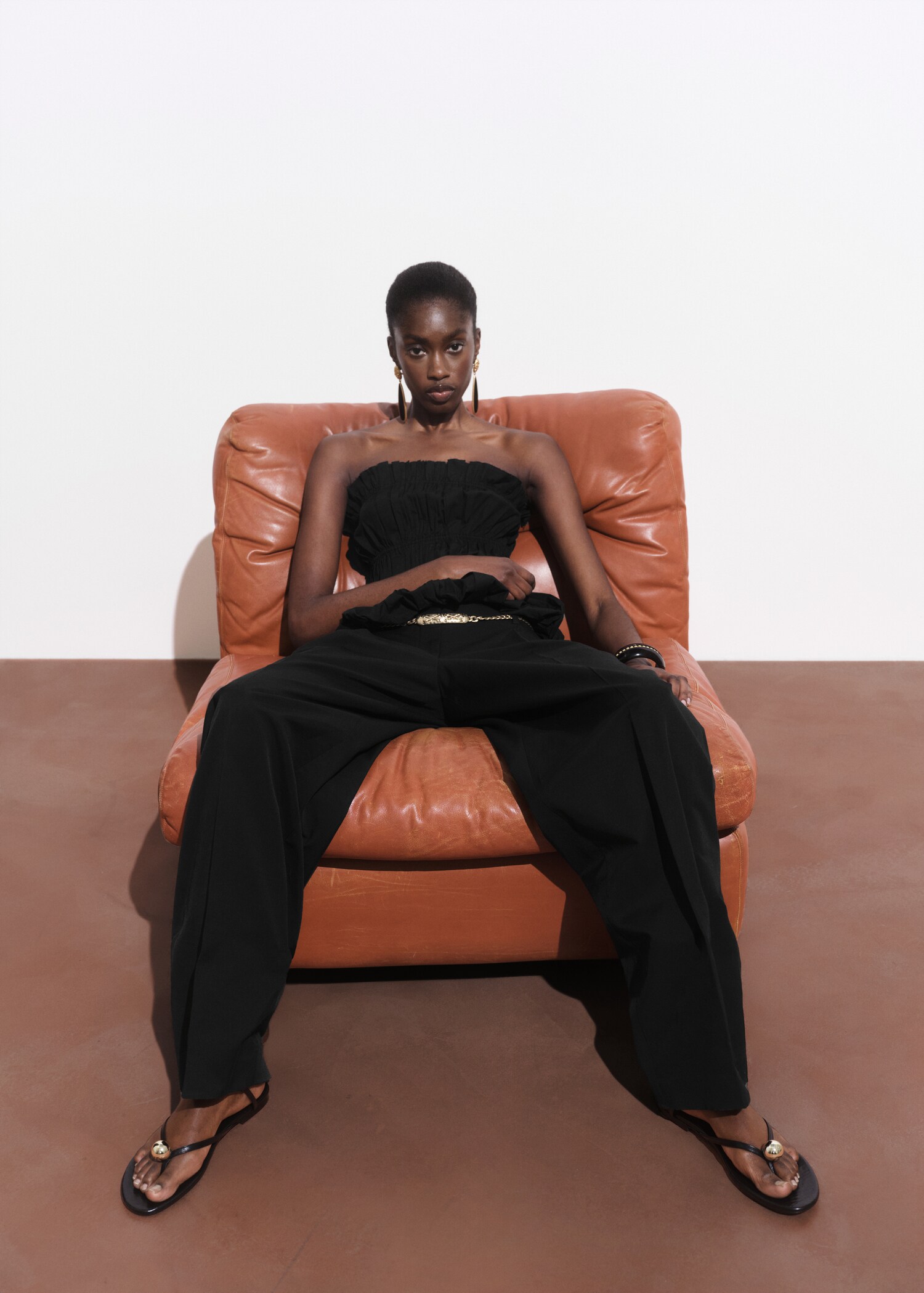 Straight-leg cotton pleated trousers - Details of the article 2