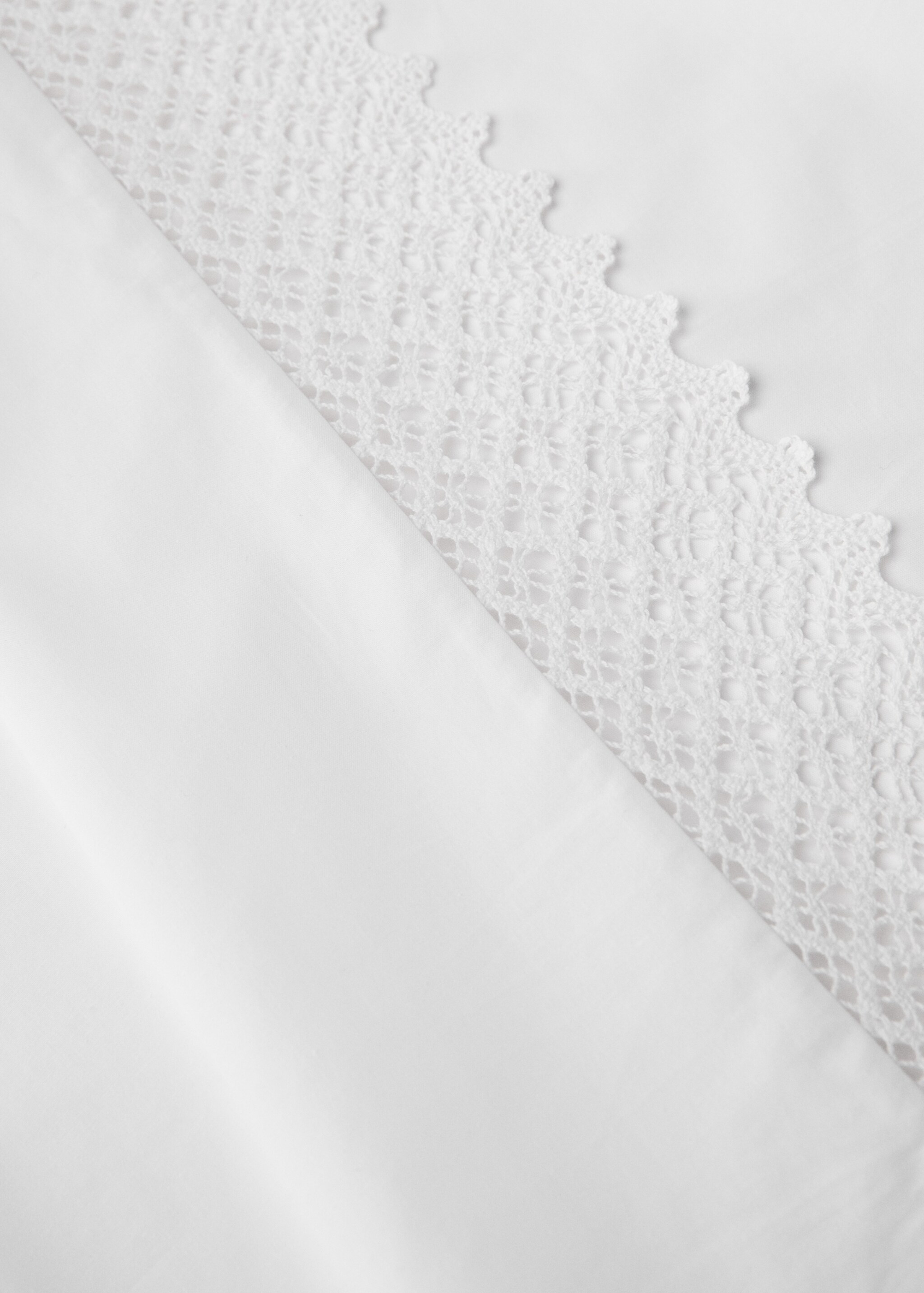 Percale cotton lace flat sheet Superking bed - Details of the article 2, White. Ref: 17041278-00.