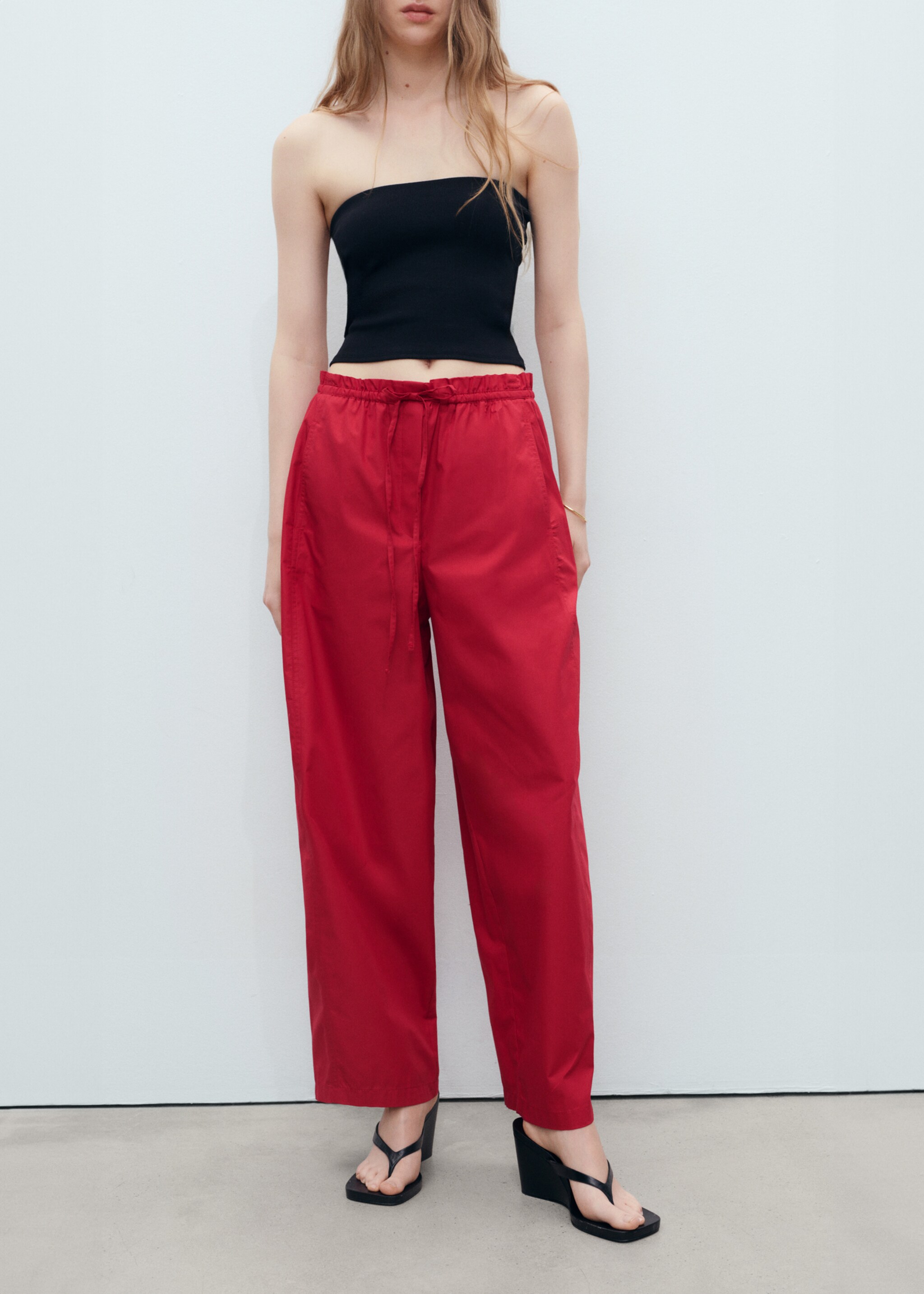 Paper bag cotton trousers - Medium plane