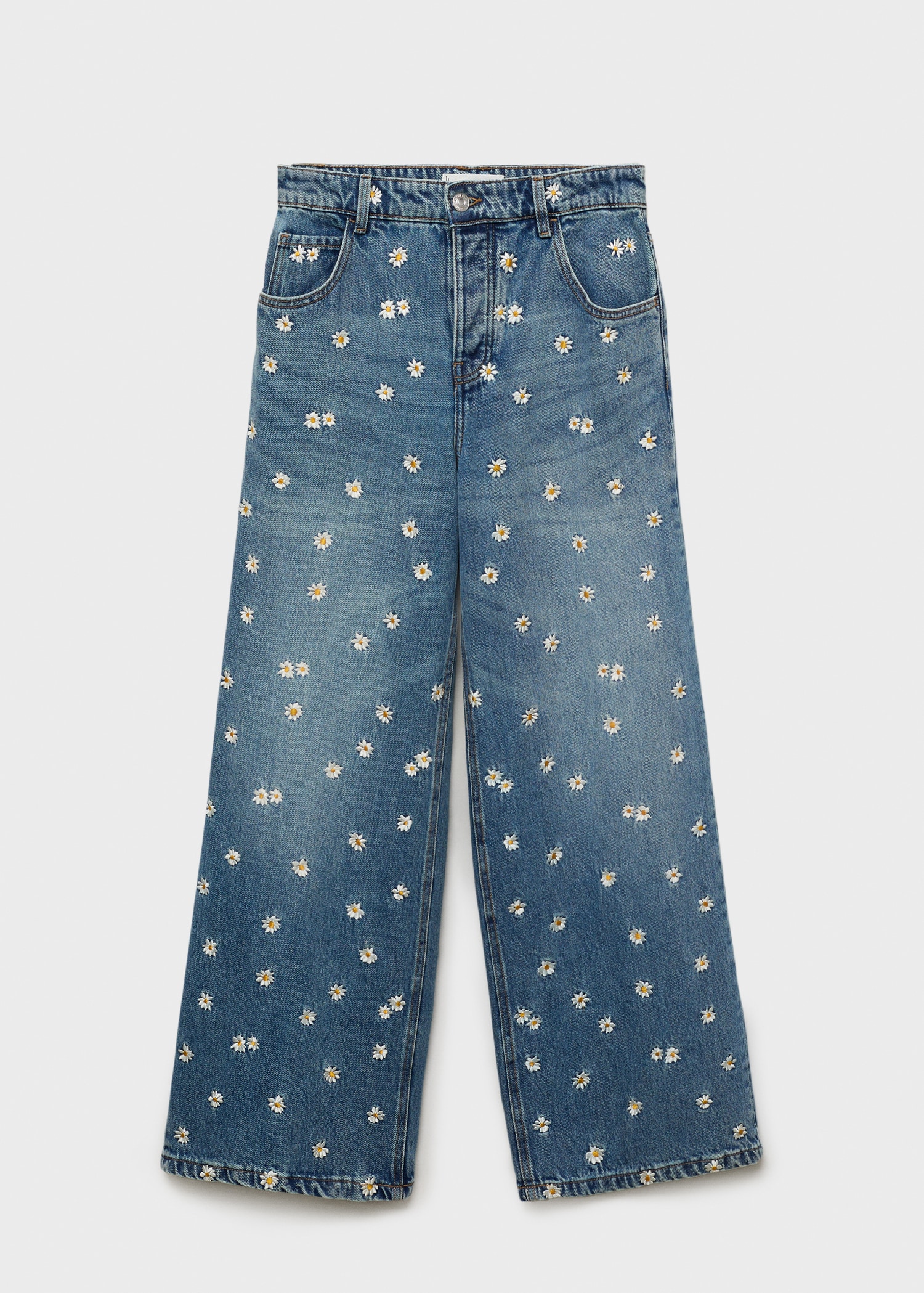 Flower-embroidered wideleg jeans - Article without model