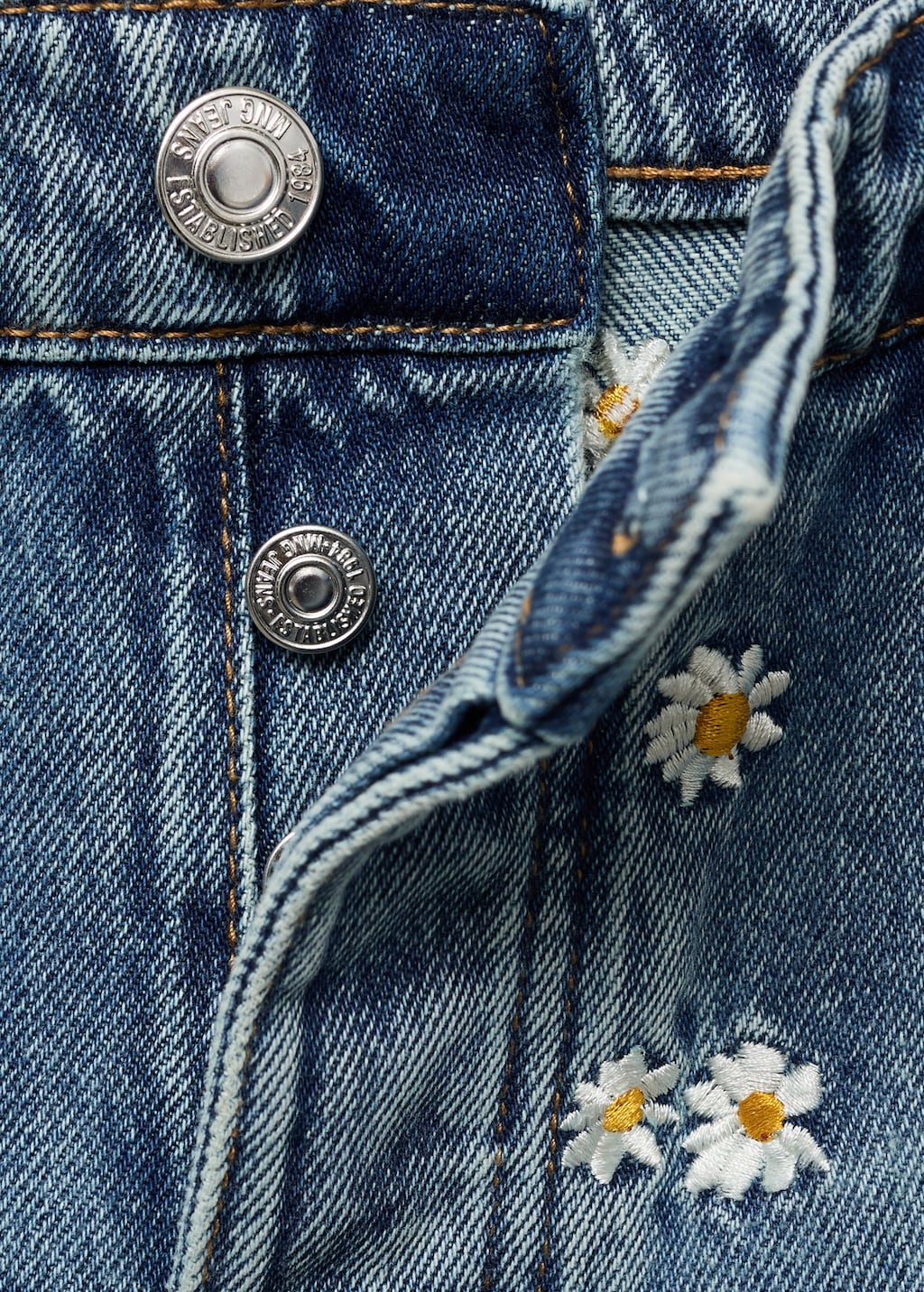 FLOWER EMBROIDERED WIDE JEANS サイズ1 FETICO】 LACE SHEER TOP / FLOWER EMBROIDERED WIDE JEANS